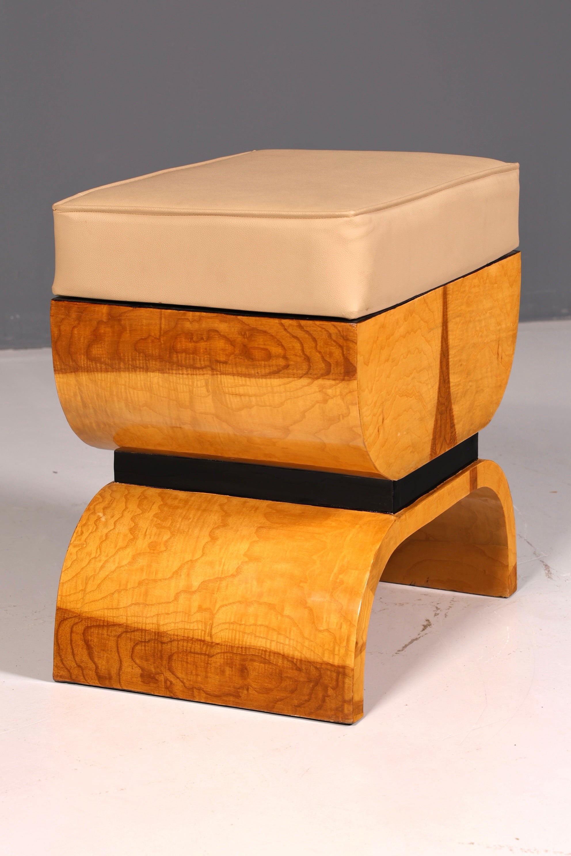 Beautiful Art Deco-style stool, birch, seat stool, footstool, footrest, antique vintage