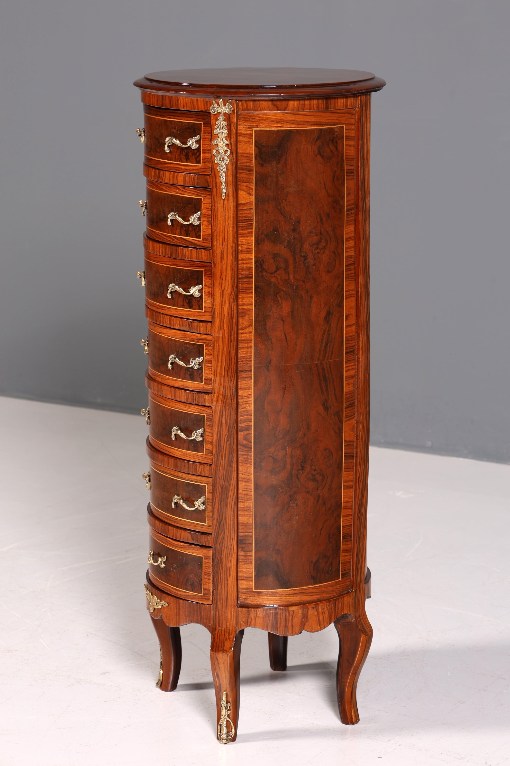 Wunderschöne Barock Stil Kommode Vertiko Schubladenkommode Intarsien 7-Schübige Kommode