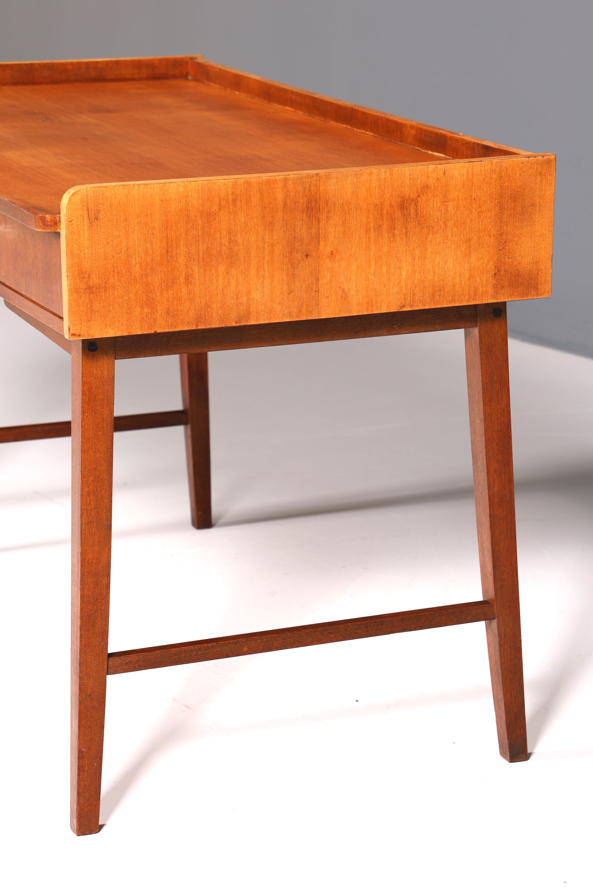 Beautiful mid-century teak wood desk, Danish design office table, 1960s style.