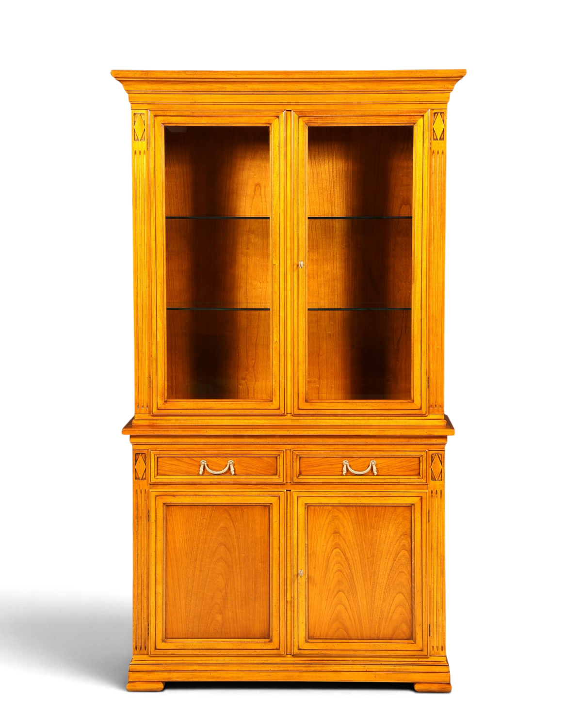 Hauptstadt Möblerei Selva Vitrine Villa Borghese aus massivem Holz mit Glasfront und antiken Details