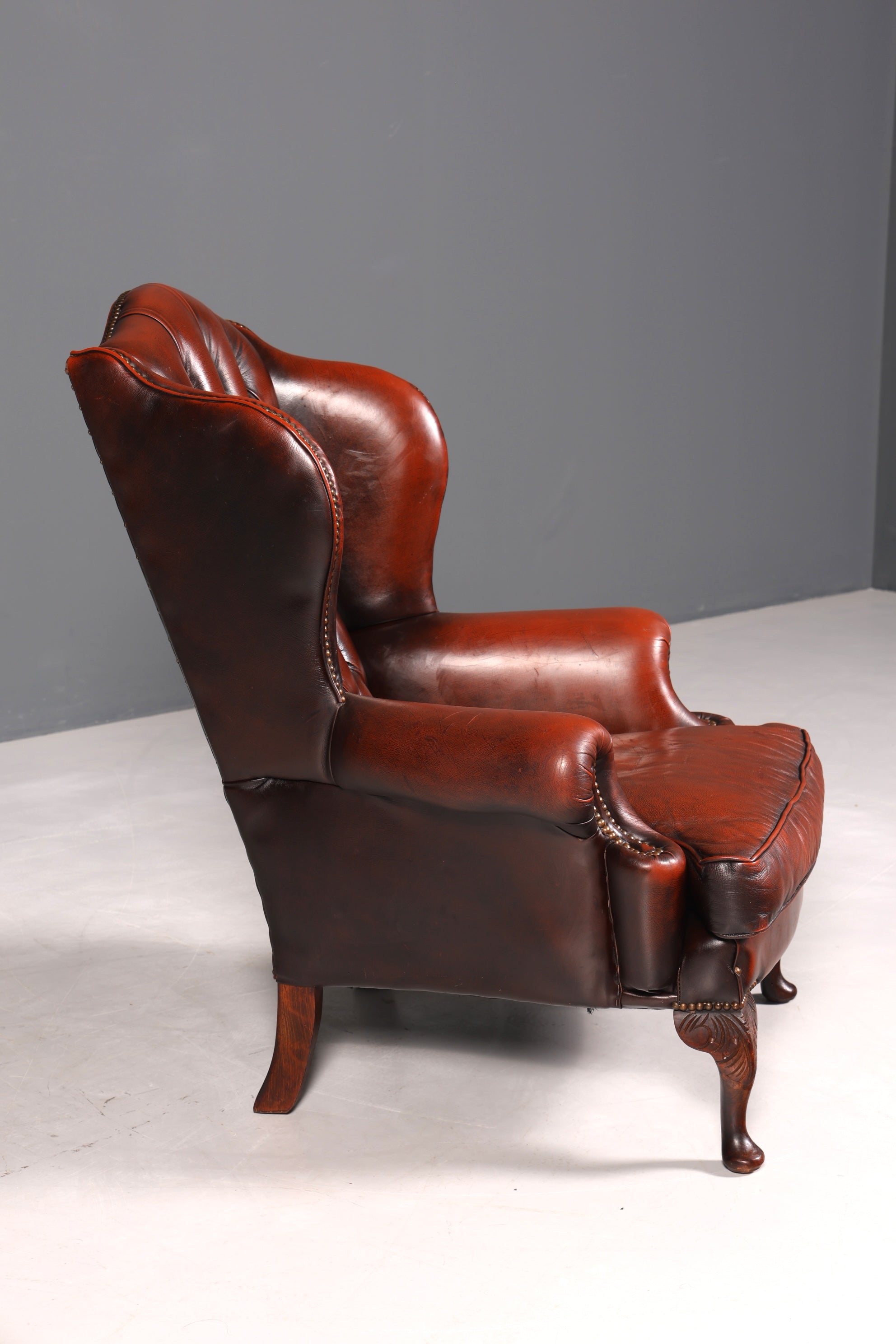 Original Chesterfield Ohrenbacken Sessel Englisch Leder Herrensessel UK Armlehnsessel