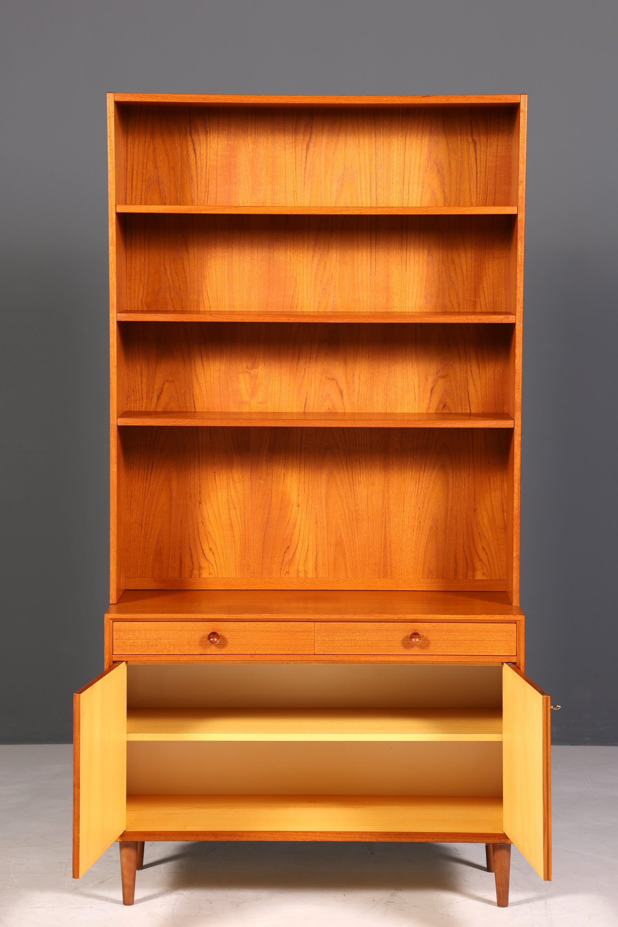 Traumhaftes Mid Century Regal Teak Holz Schrank Danish Design Retro Kommode Vintage Bücherregal 60er Jahre 2 von 2