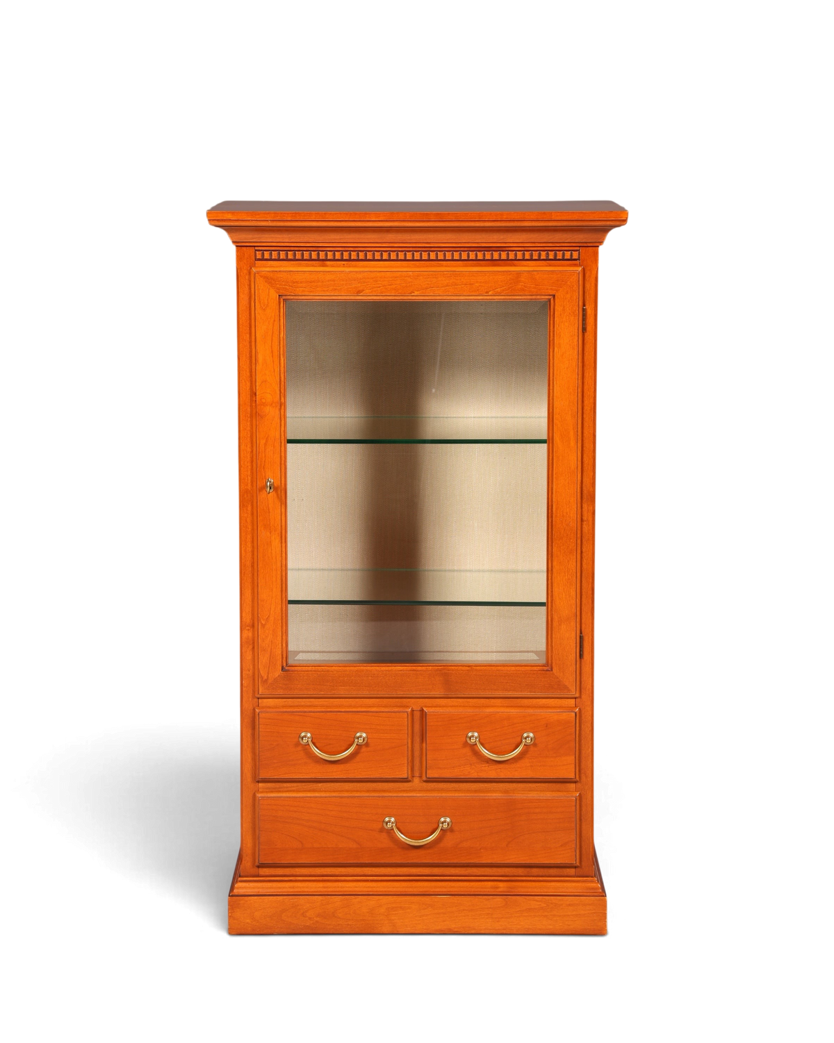 Hauptstadt Möblerei Selva Style International Vitrine aus Kirschholz im Antik-Stil mit Messinggriffen und Glasfront