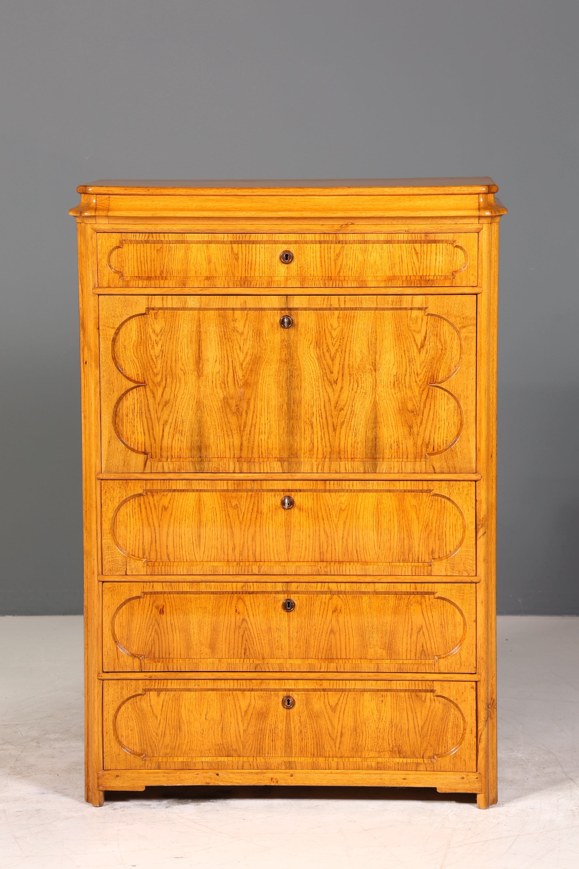 E893 Finish Stilvoller Biedermeier Sekretär Louis Philippe Vertiko Antik Kommode Schreibkommode Office Desk