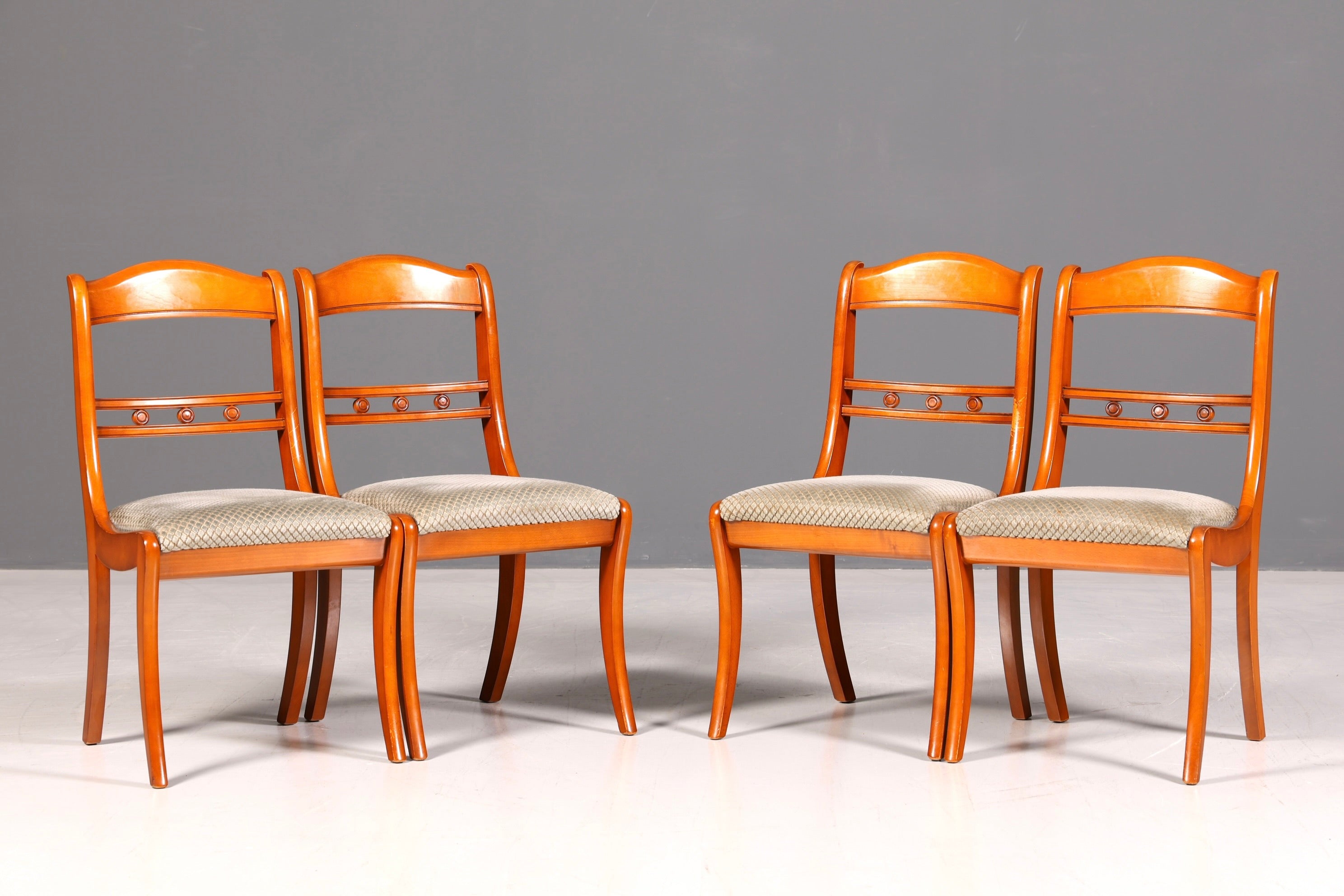 4x Englische Stühle Set Regency Dining Chairs Antik Esszimmerstühle Küchenstühle Stuhlset Vintage 60er