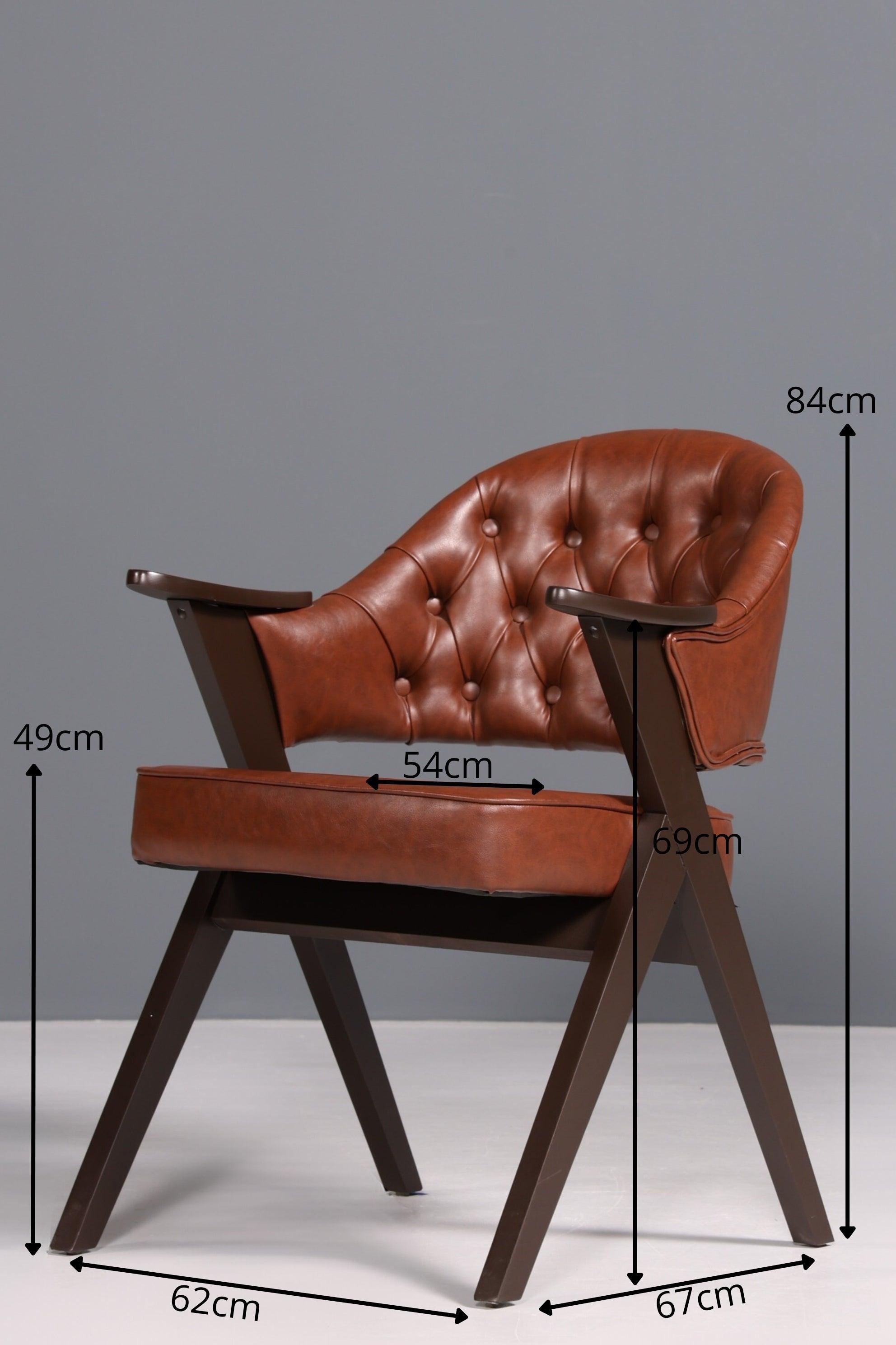 Luxuriöser "Manchester Brown" Stuhl Armlehnstuhl Bürostuhl Chesterfield Stil Esszimmerstuhl Lounge Stuhl