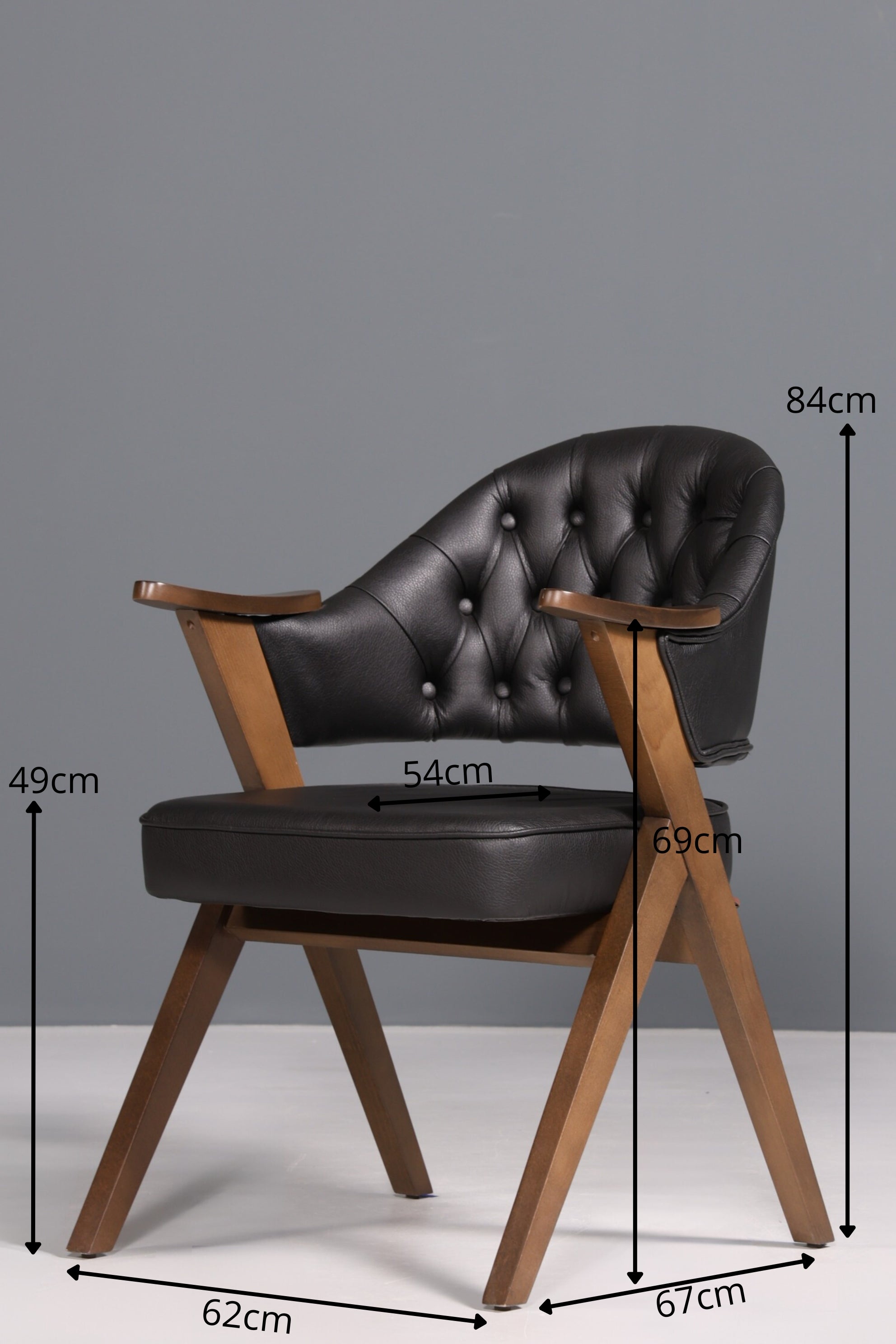 Luxuriöser "Manchester Black" Stuhl Chesterfield Stil Bürostuhl Esszimmerstuhl Lounge Stuhl