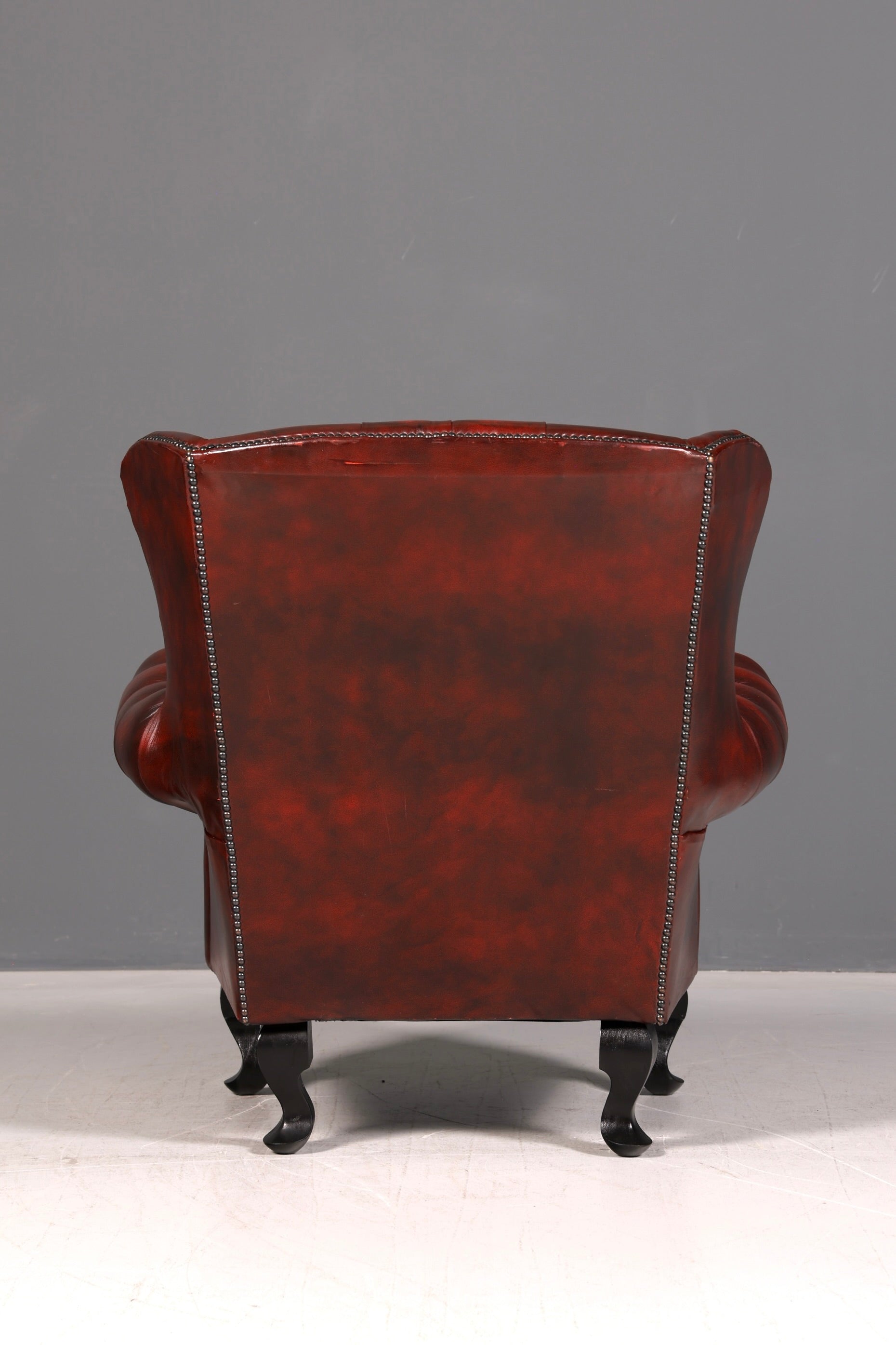 Original Chesterfield Ohrenbackensessel Englisch Leder Herrensessel UK Armlehnsessel Wingback