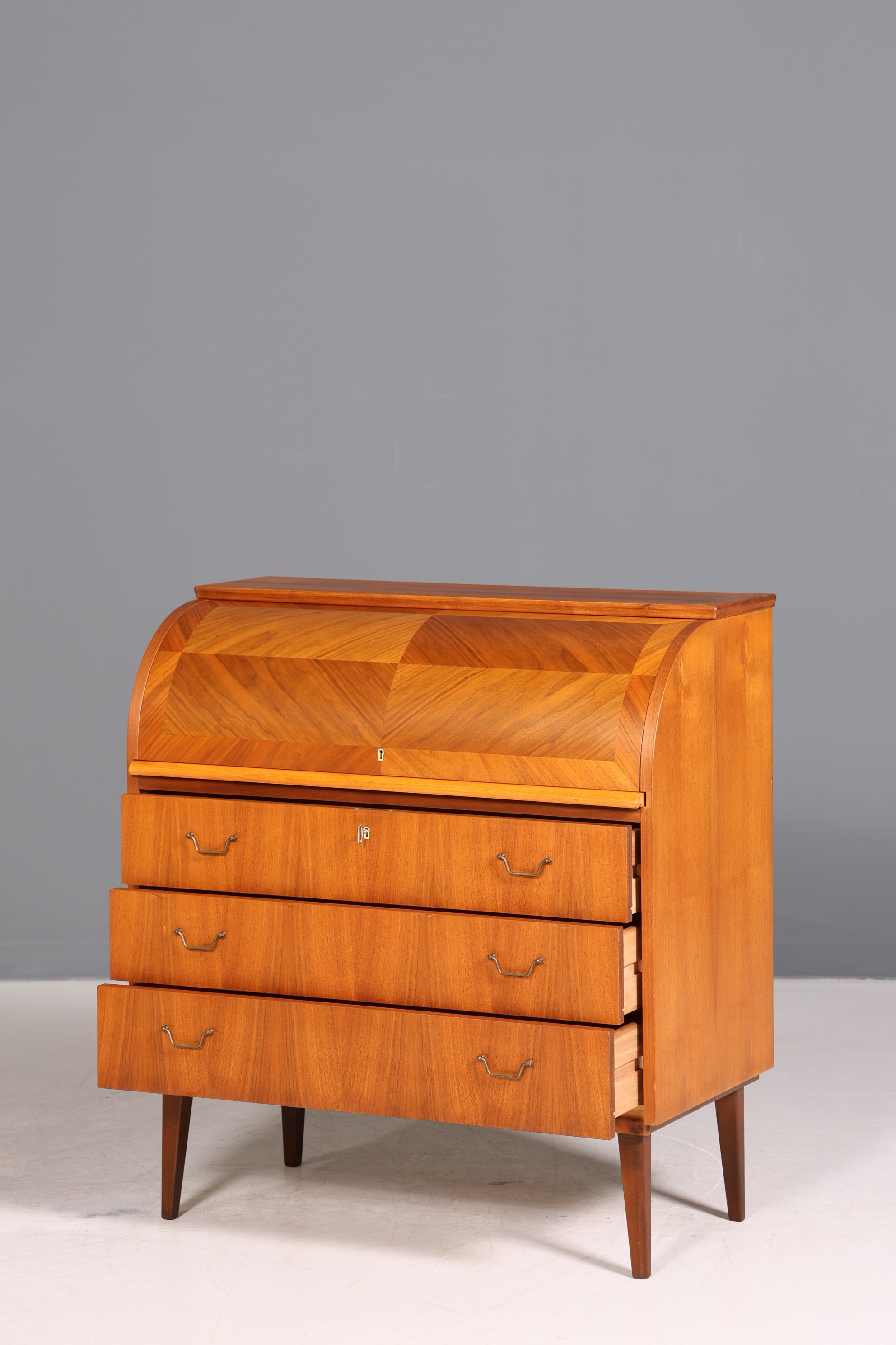 Traumhafter Mid Century Rollladen Sekretär echt Holz Büro Schrank Vintage Schreibkommode