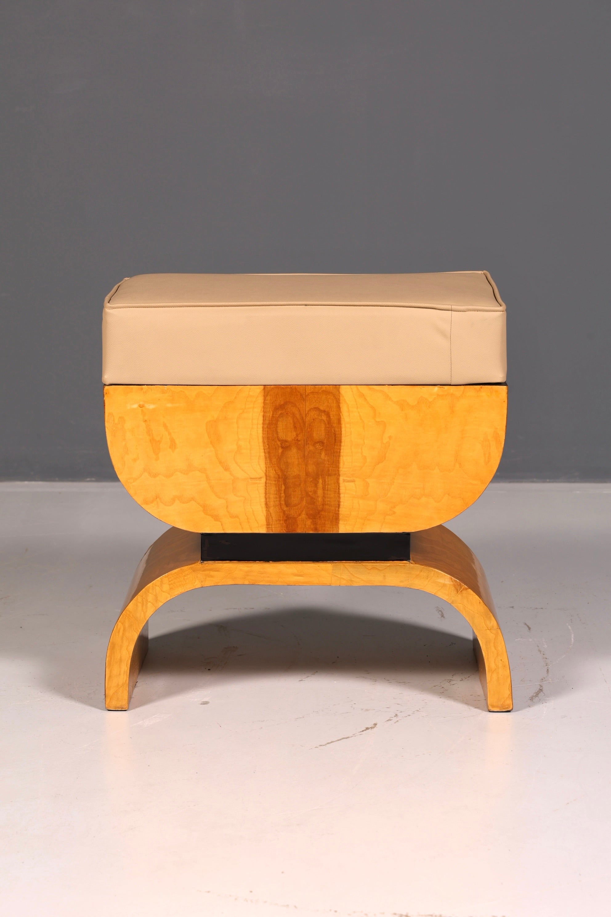 Beautiful Art Deco-style stool, birch, seat stool, footstool, footrest, antique vintage