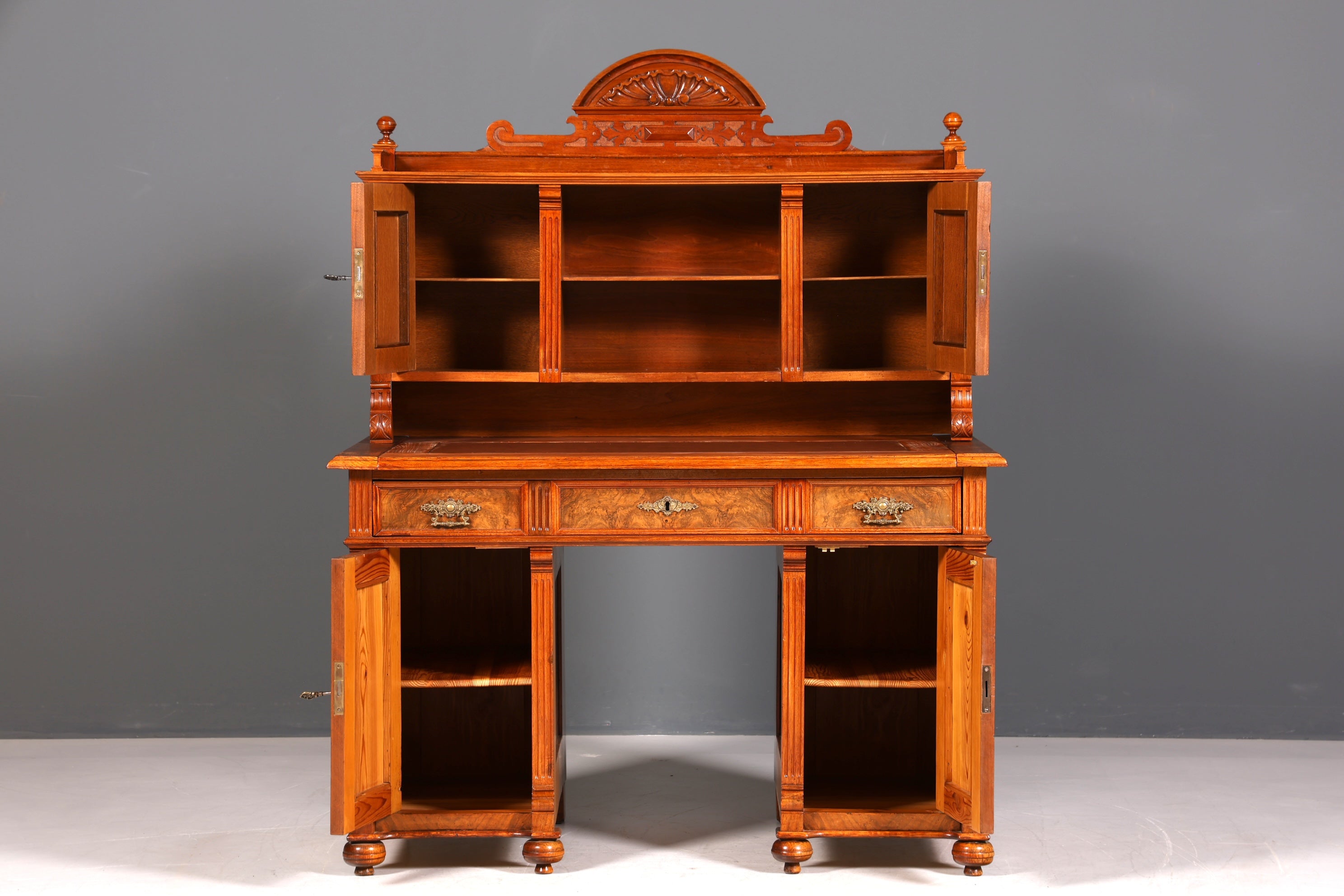 Traumhafter Gründerzeit Schreibtisch mit Aufsatz Jugendstil Bürotisch echt Holz Antik Office Desk