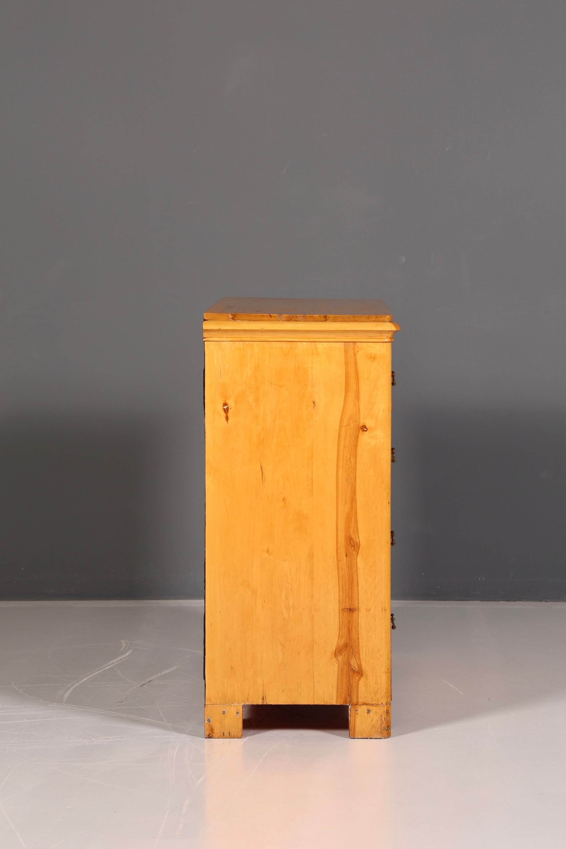 Elegant Antique Softwood Chest of Drawers with Brass Fittings, Solid Wood, Vintage