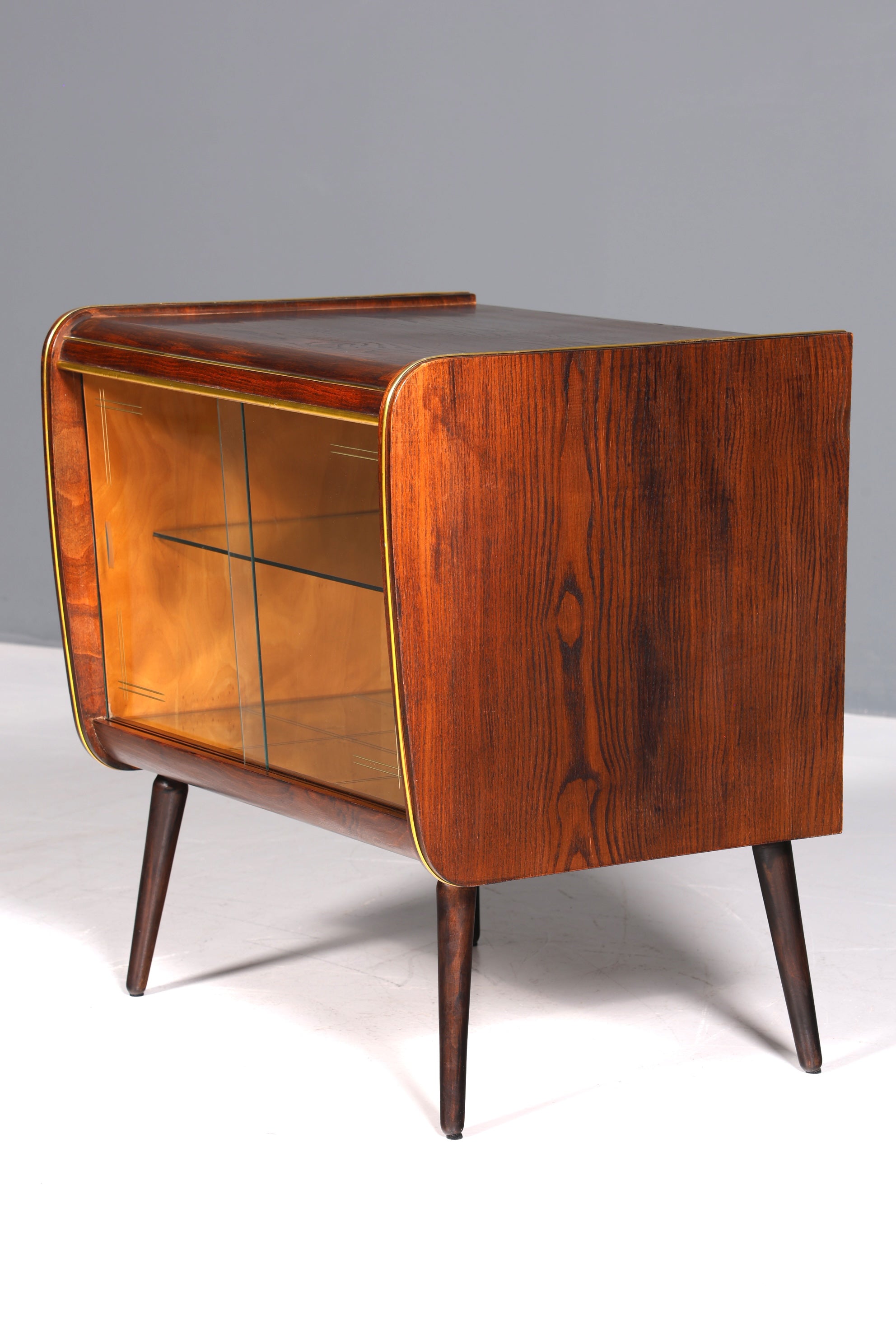 Wunderschöne Mid Century Vitrine Retro Bar Schrank Vintage Schiebetür 60s