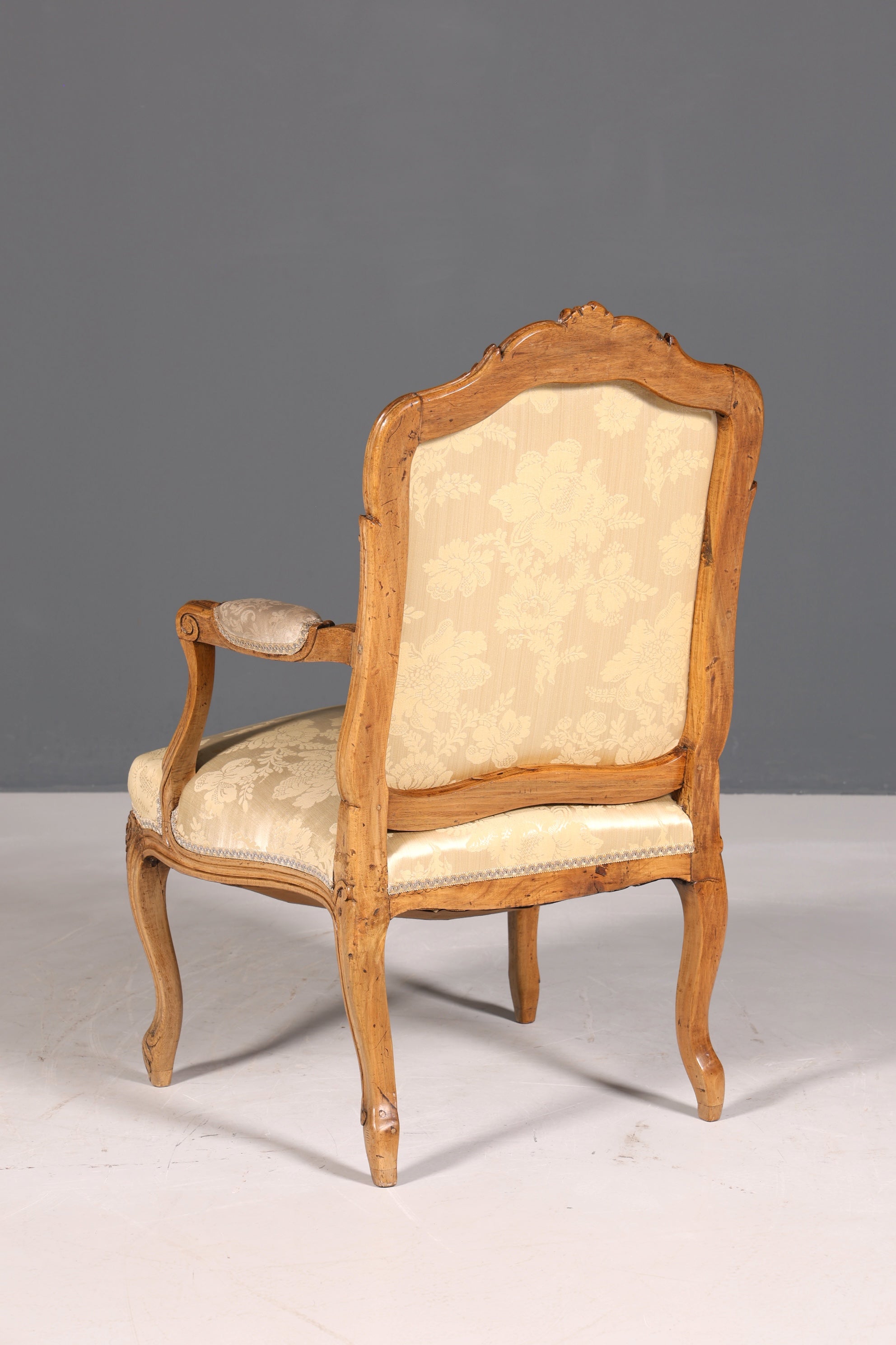 Original Barock Sessel Fauteuil Armlehnstuhl Chippendale Antik Mitte 19. Jh. Sekretär Stuhl Stoff Sessel