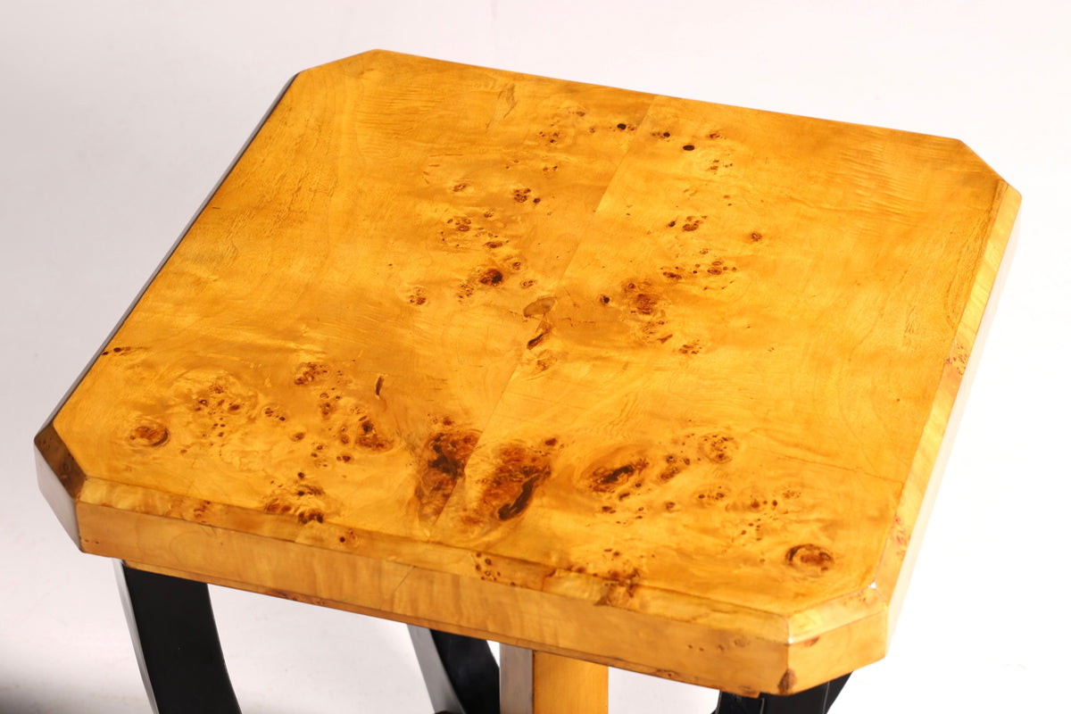 Stylish Art Deco-style luxury coffee table in birch, Biedermeier side table