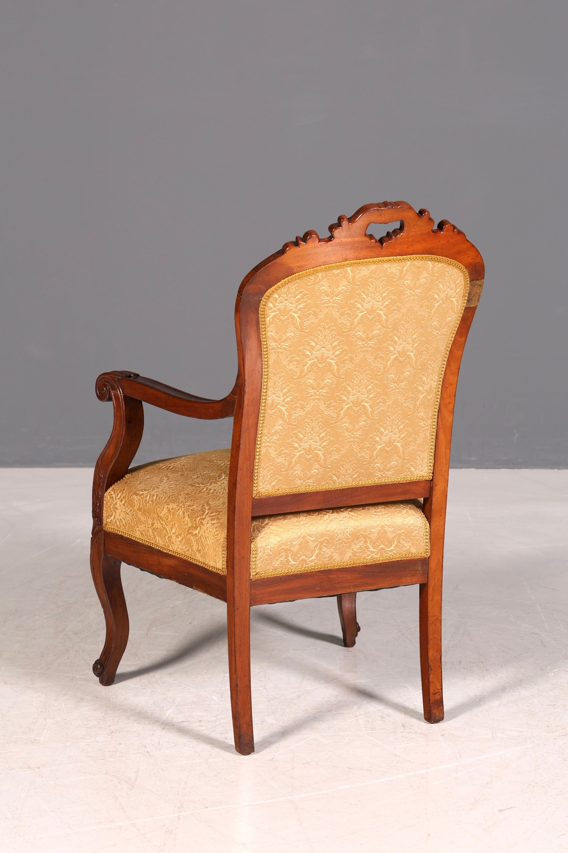 G047 Finish Edler Chippendale Armlehnsessel Barock Stil Sessel Armchair Samt Stoff Sessel