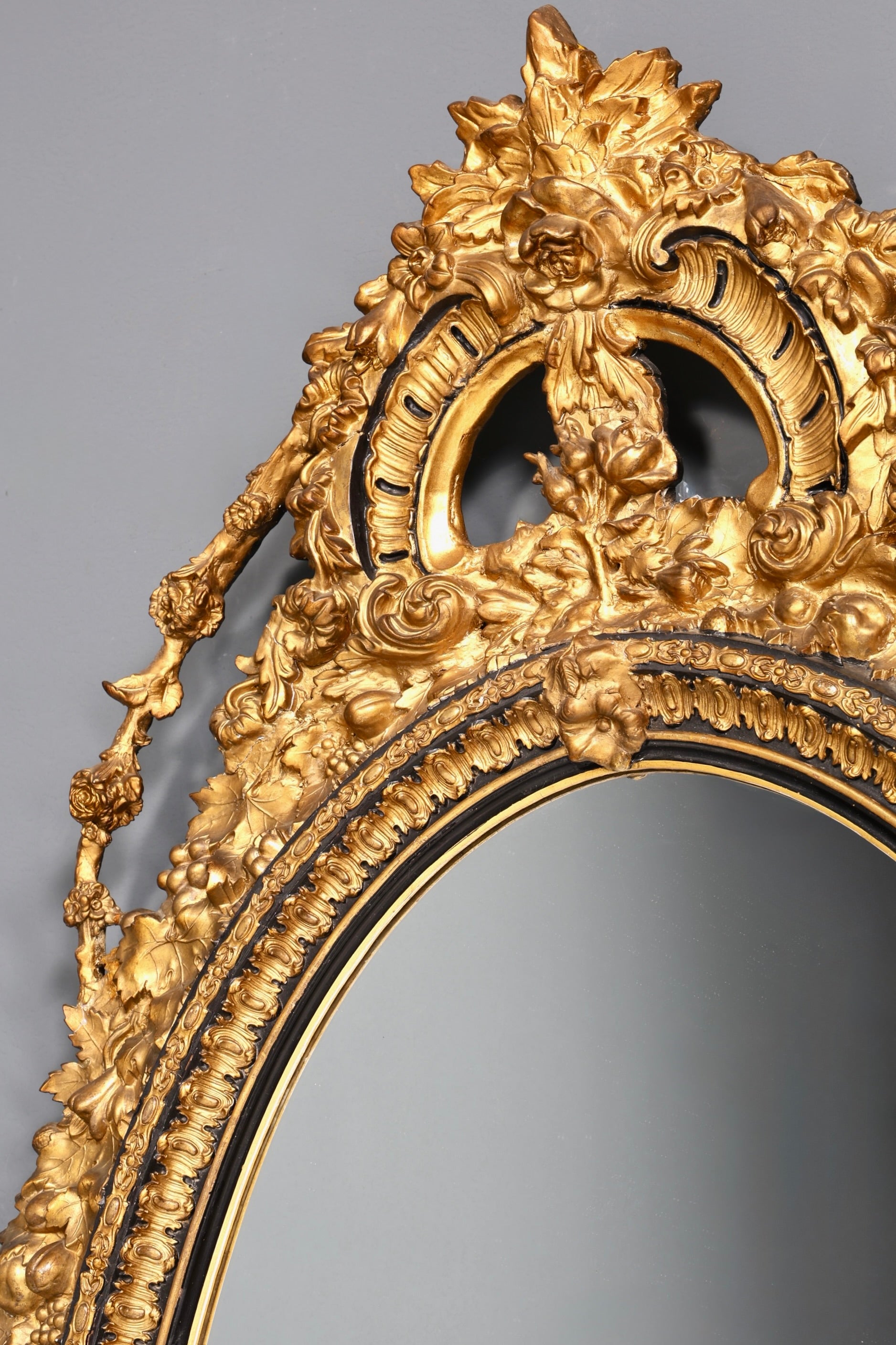 Beautiful original Baroque wall mirror, antique style mirror, hallway mirror with ornaments, decorative mirror circa 1860