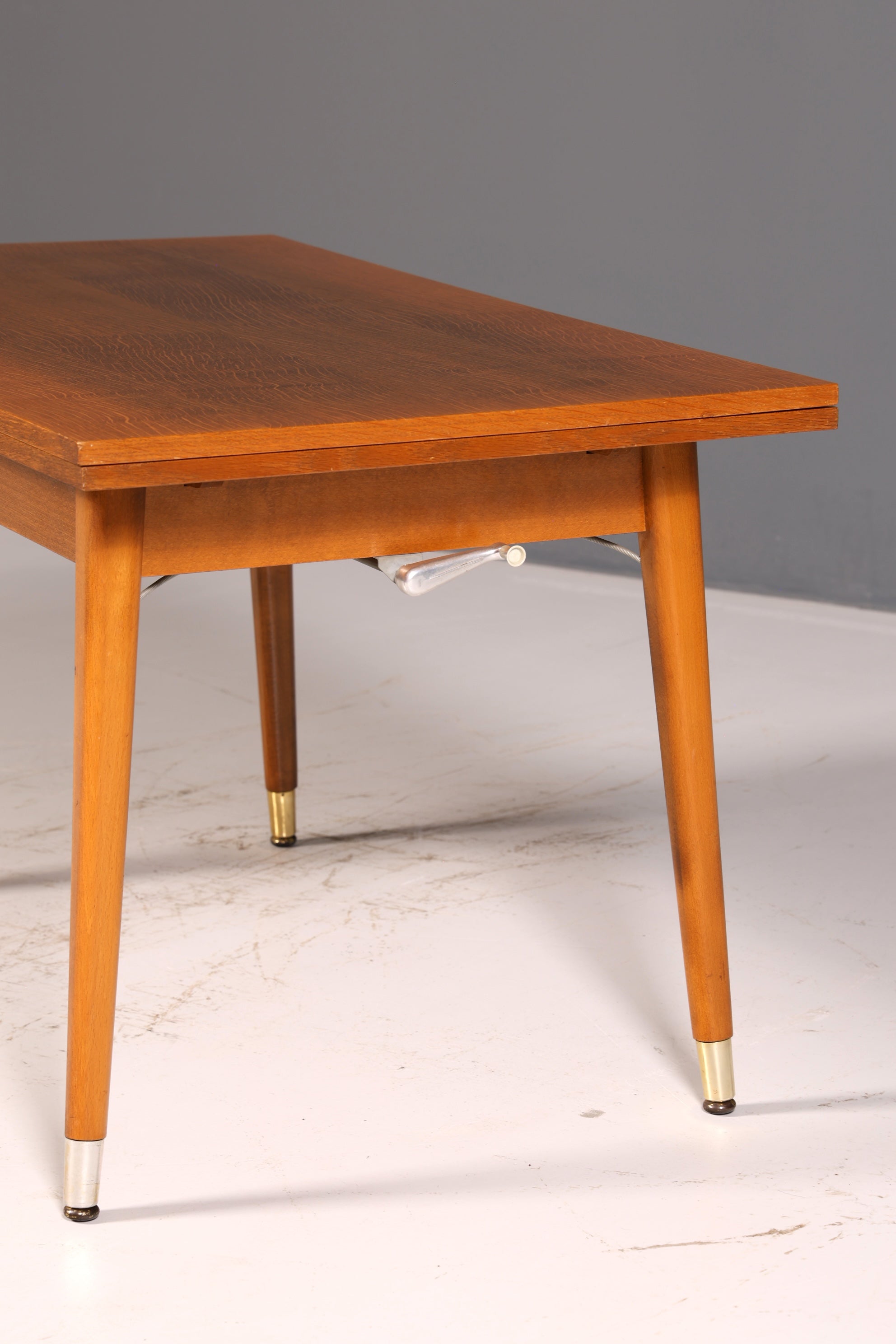 Beautiful mid-century kitchen table, vintage extendable height-adjustable dining table, 1960s wood