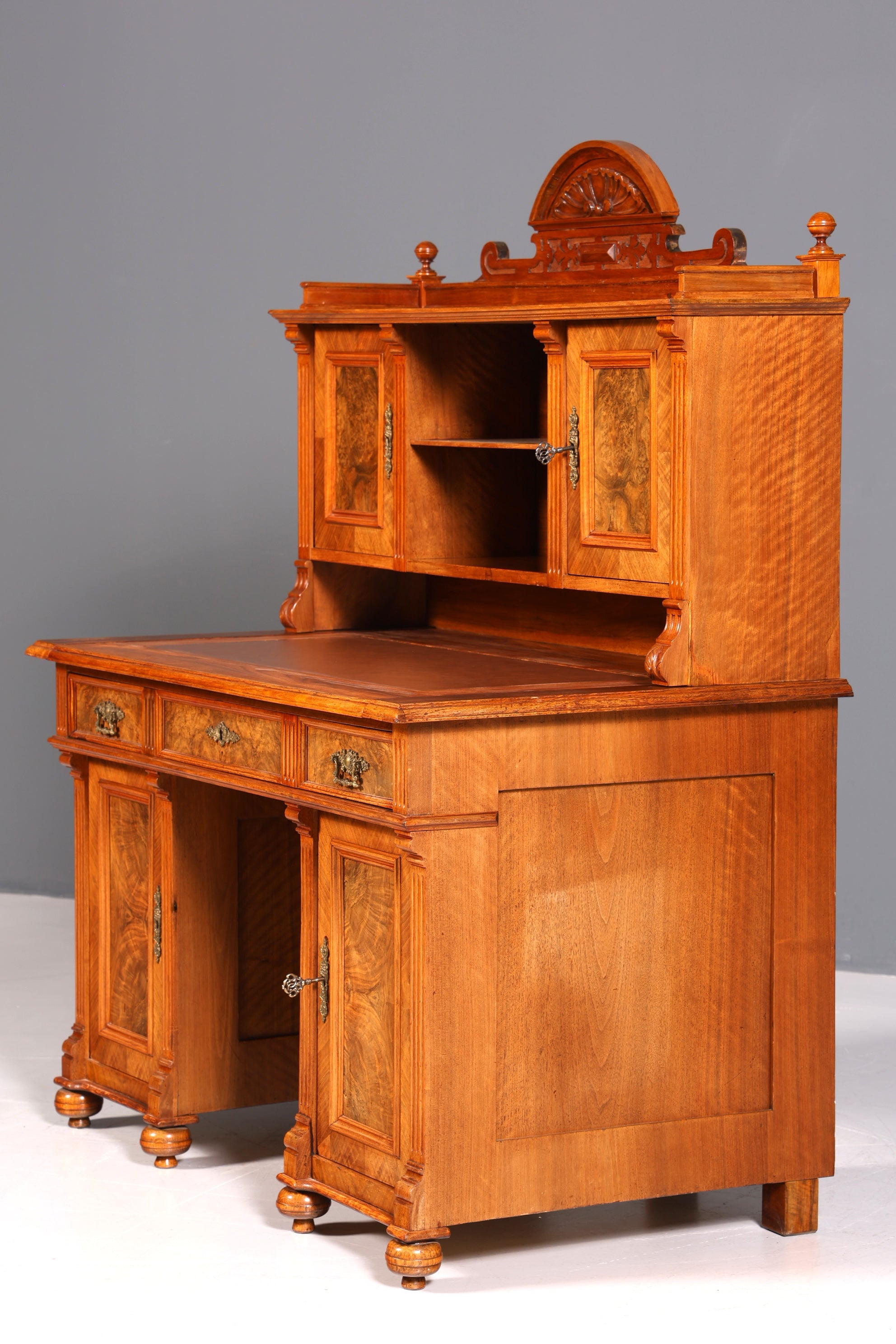 Traumhafter Gründerzeit Schreibtisch mit Aufsatz Jugendstil Bürotisch echt Holz Antik Office Desk