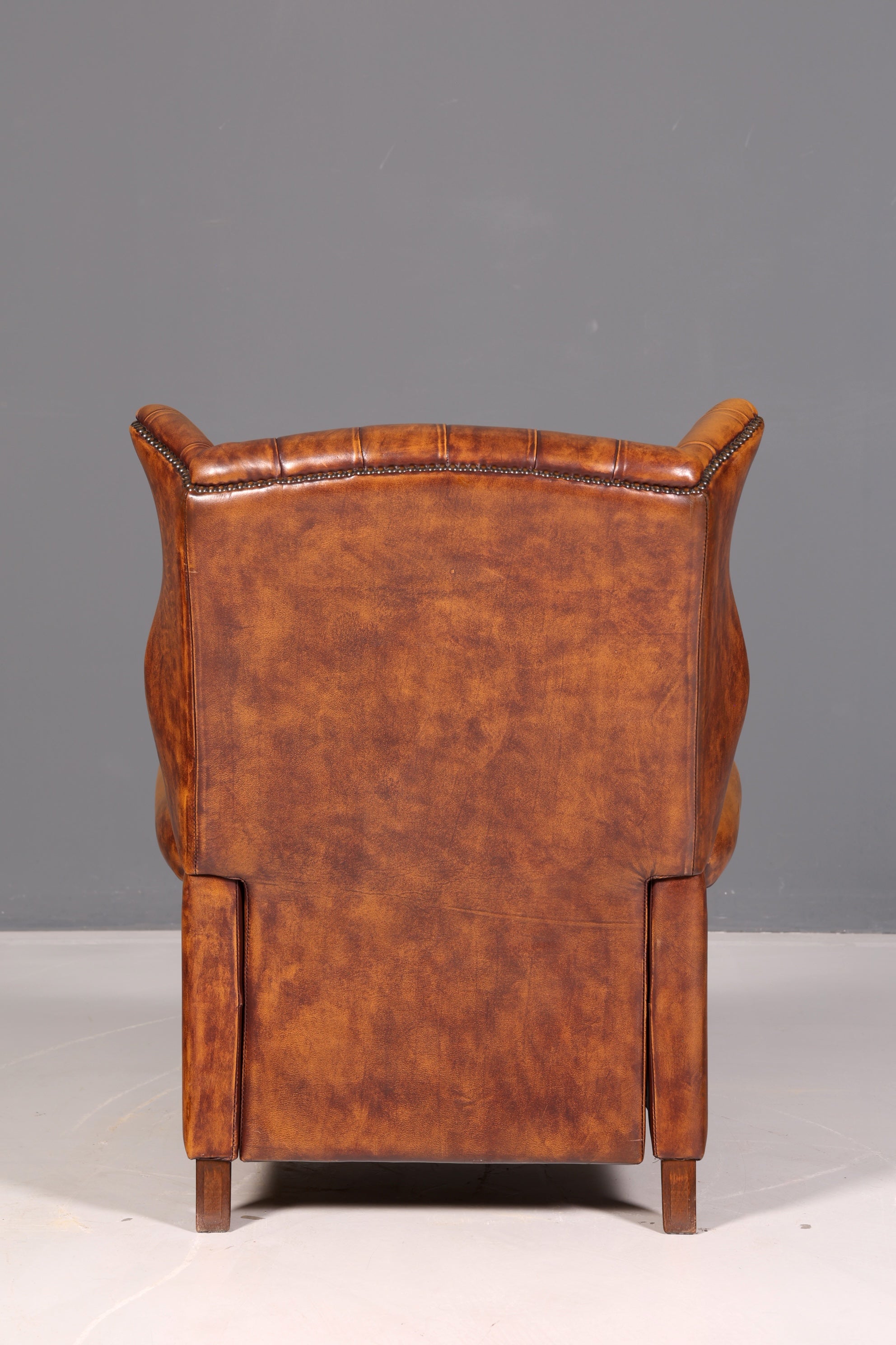 Wunderschöner Original Chesterfield Ohrenbackensessel Englisch Echt Leder Herrensessel Relaxsessel Liegefunktion Vintage