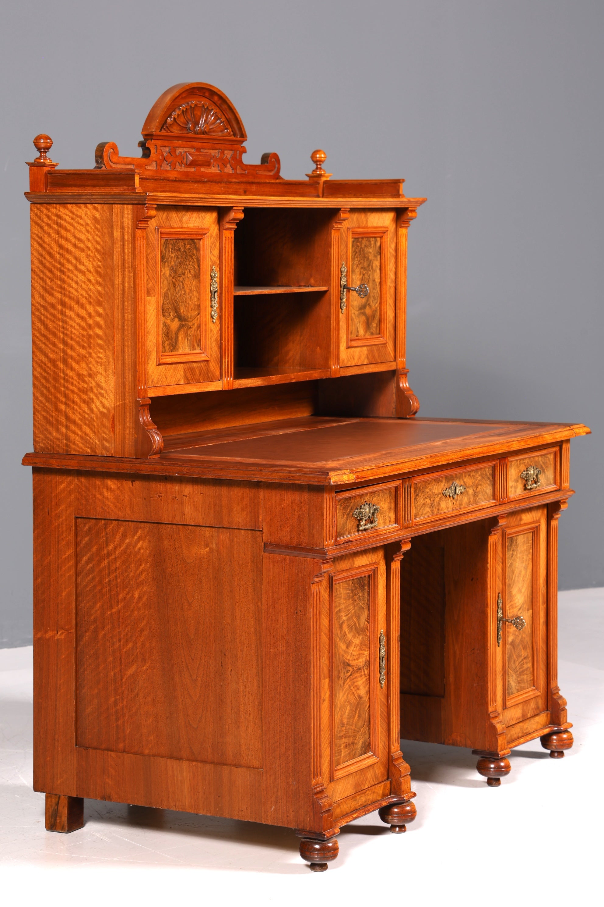 Traumhafter Gründerzeit Schreibtisch mit Aufsatz Jugendstil Bürotisch echt Holz Antik Office Desk