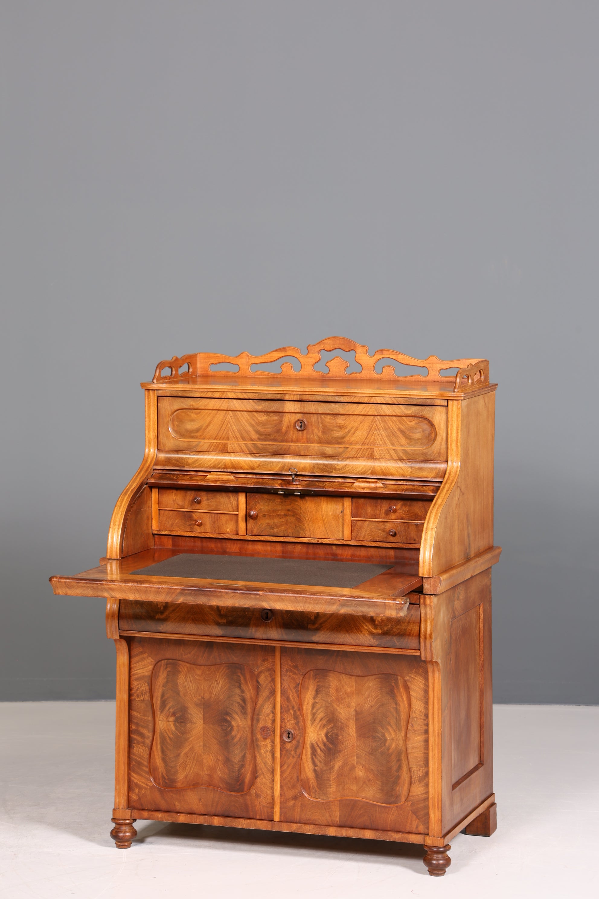 Beeindruckender Louis Philippe Sekretär Antik Rollladen Sekretär Schreibtisch Nussbaum Aufsatzsekretär