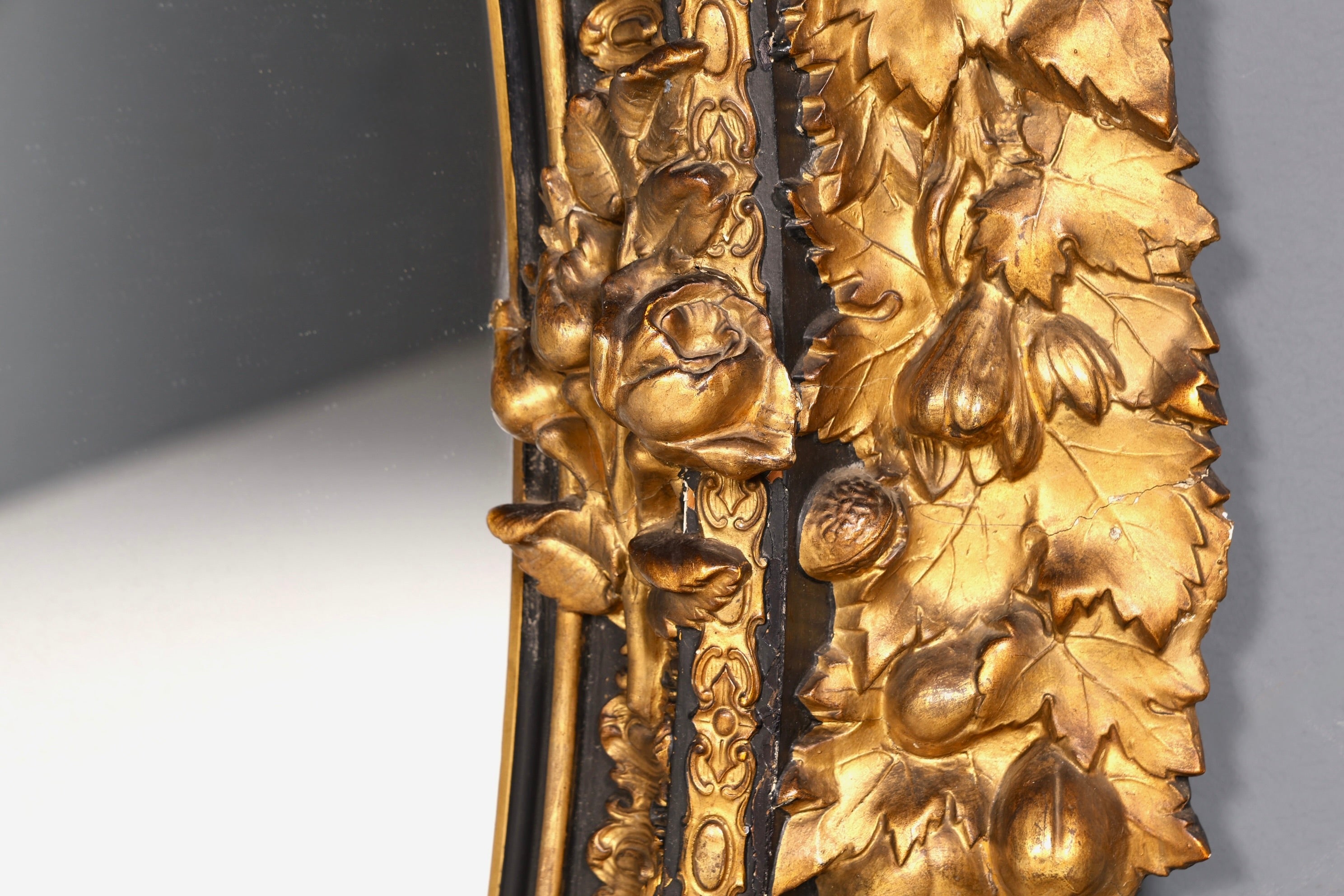 Beautiful original Baroque wall mirror, antique style mirror, hallway mirror with ornaments, decorative mirror circa 1860