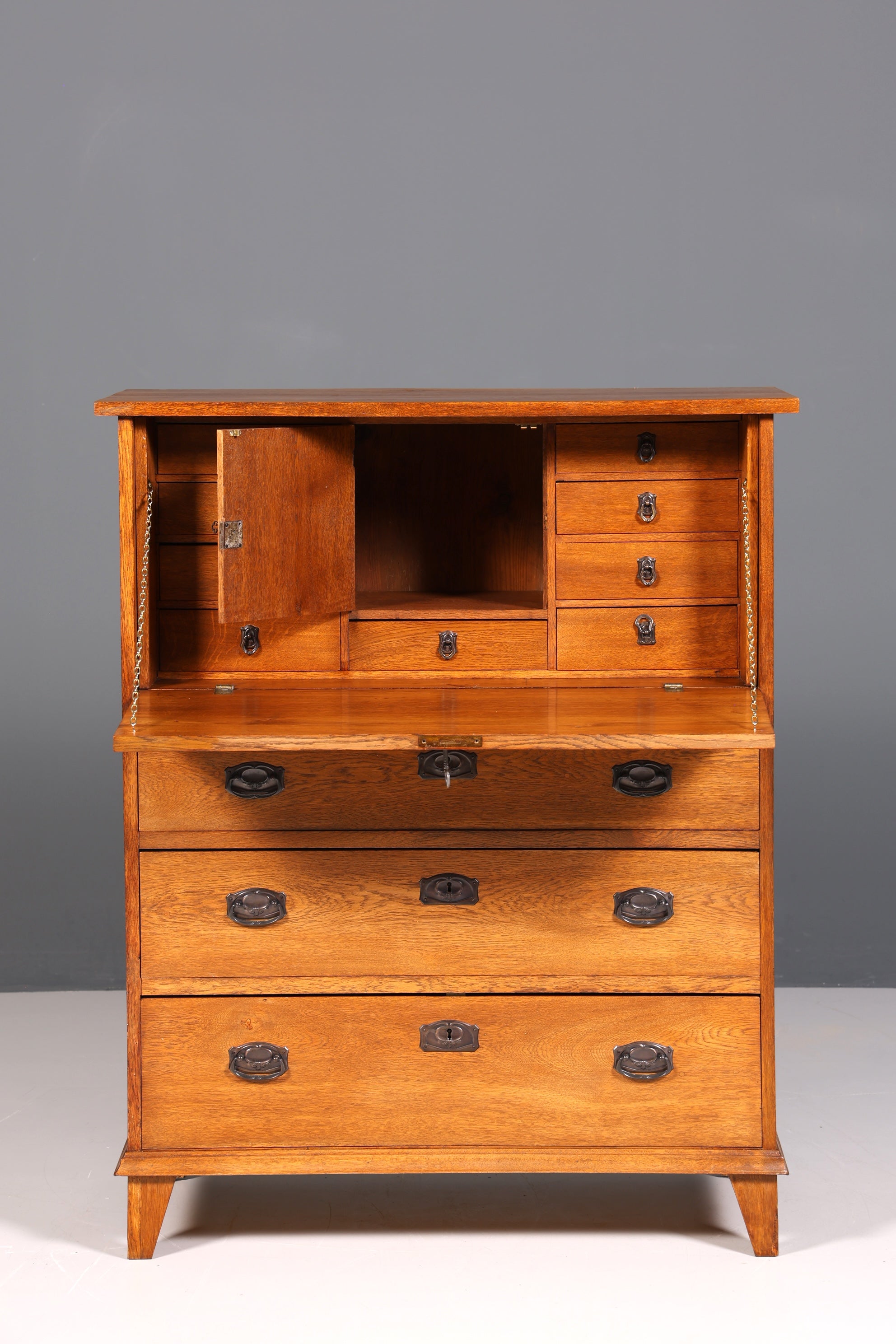 Wunderschöner Jugendstil Sekretär Gründerzeit Vertiko Antik Kommode um 1900 Eiche Massiv