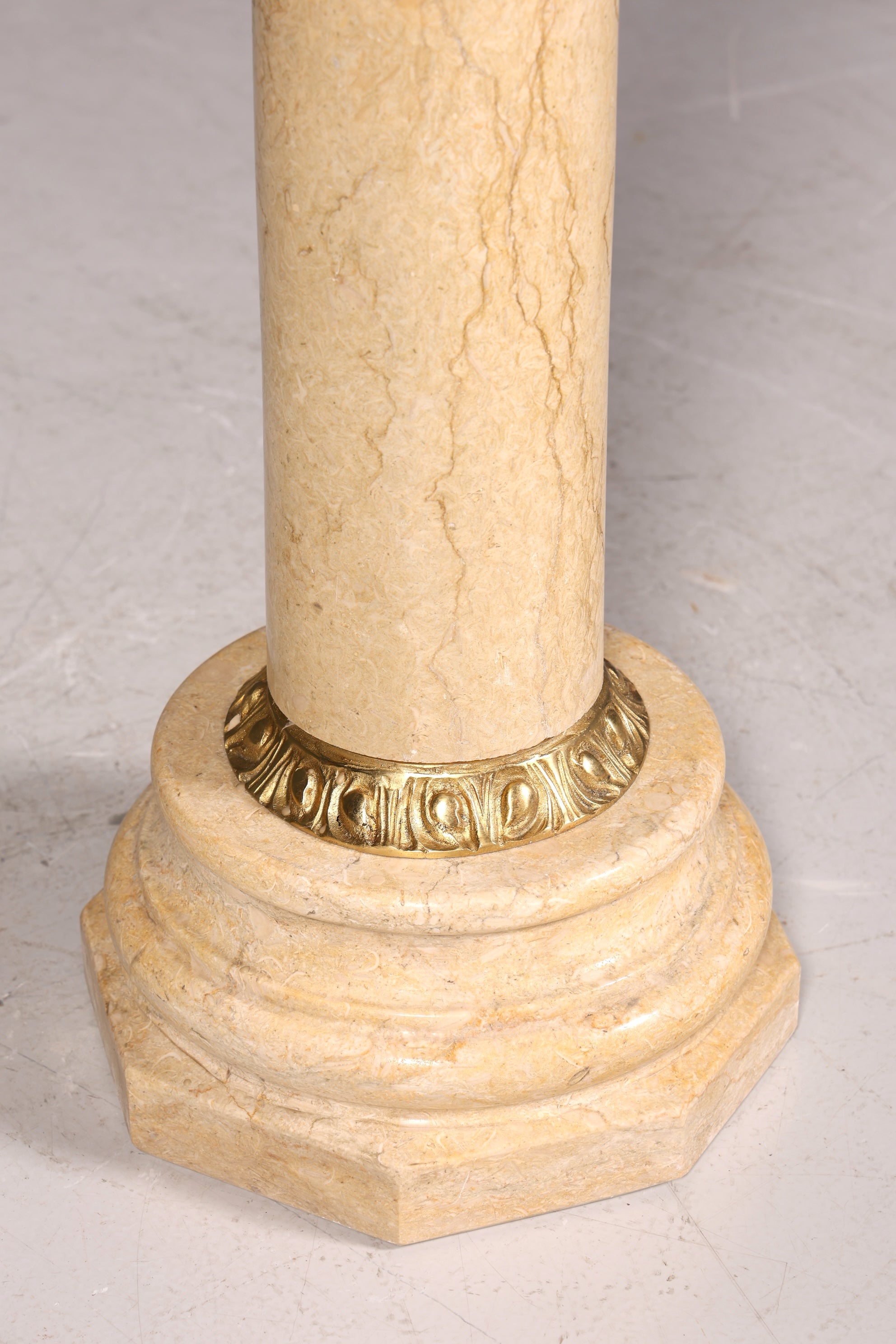 Beautiful Baroque style column, Louis XV marble flower stand, natural stone, beige base, shelf, 2 of 2