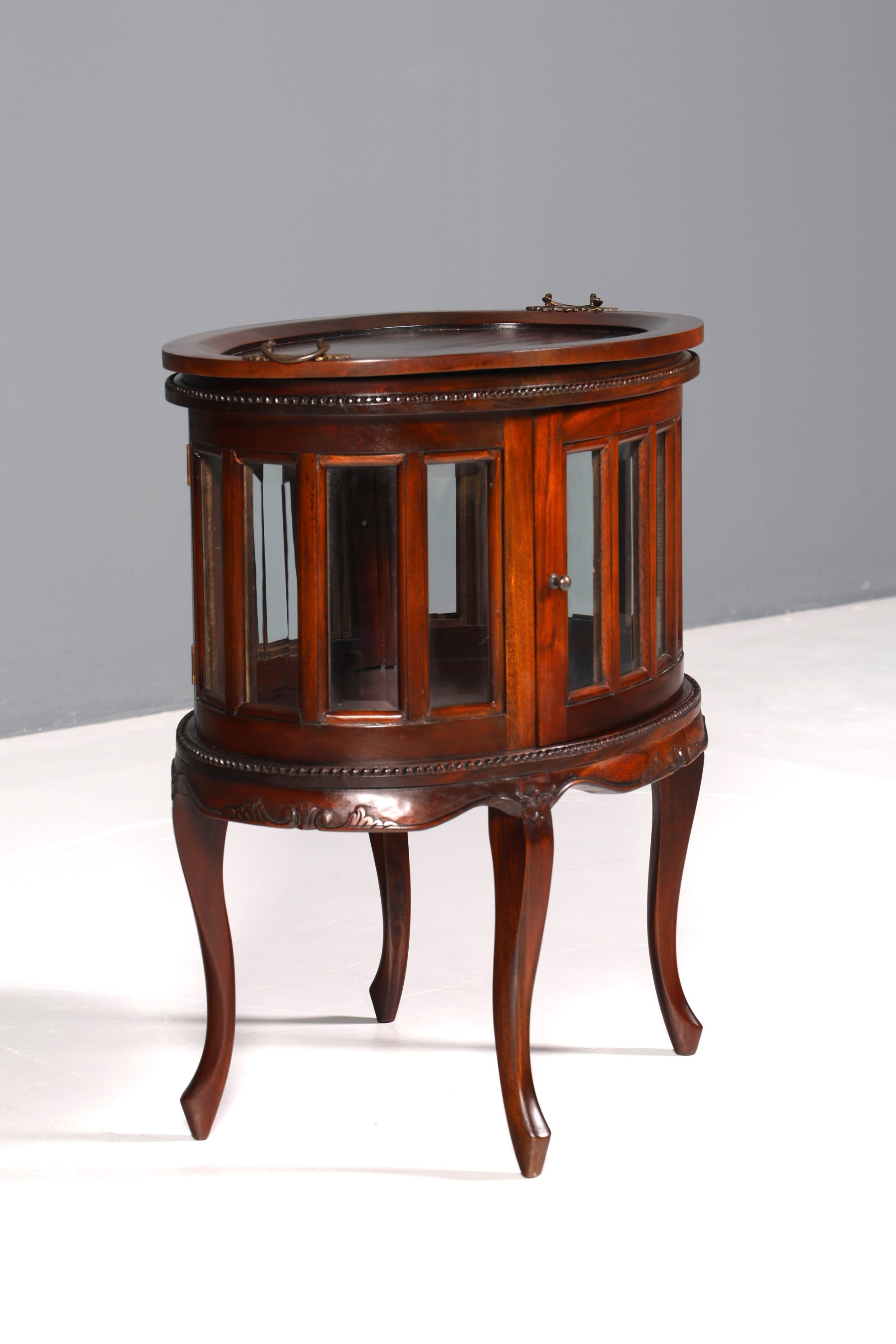 Wunderschöner filigraner Chippendale Barschrank echt Holz Teeschrank im Jugendstil Vitrine