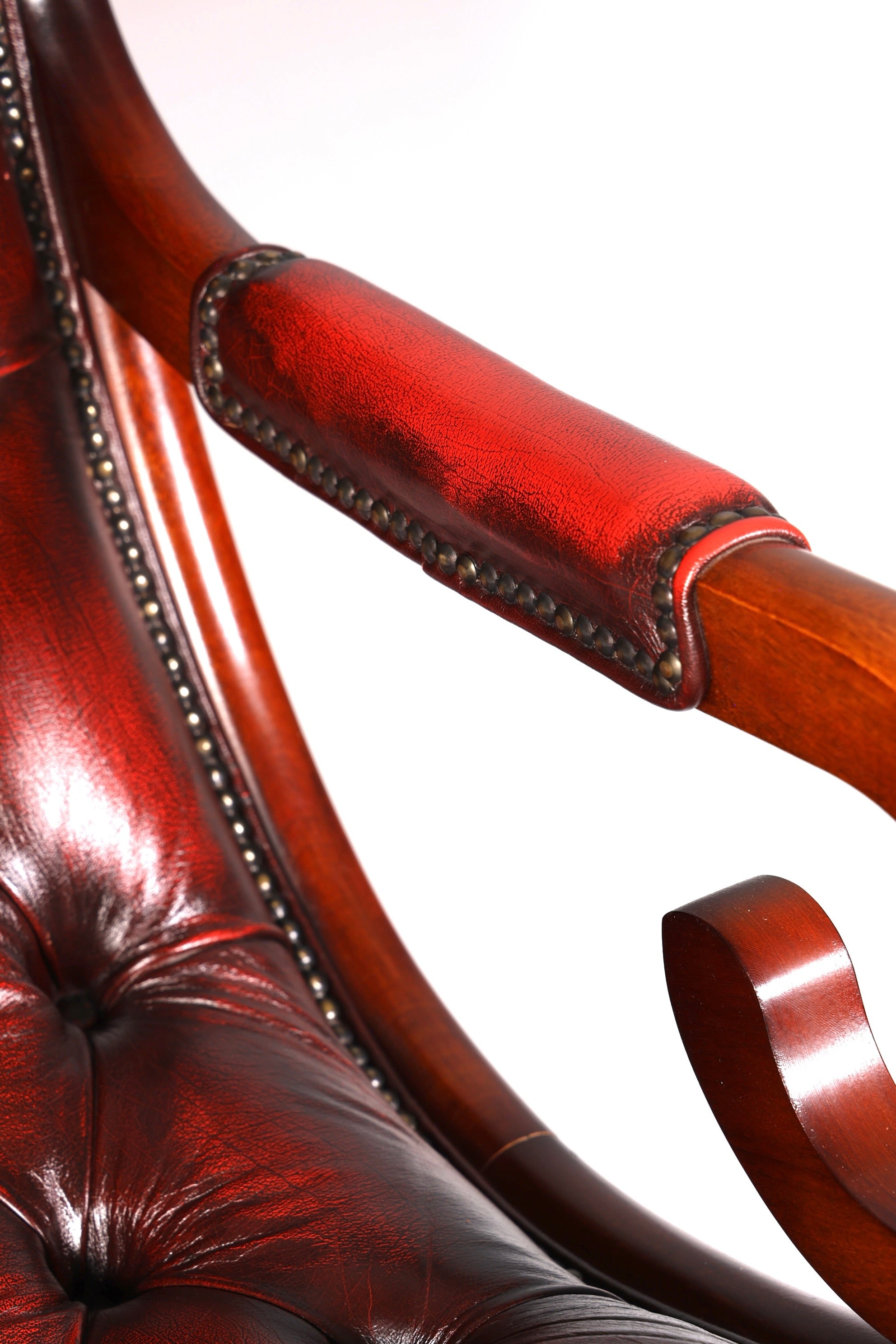 Stylish original Chesterfield rocking chair, English armchair, English chair, rocking chair