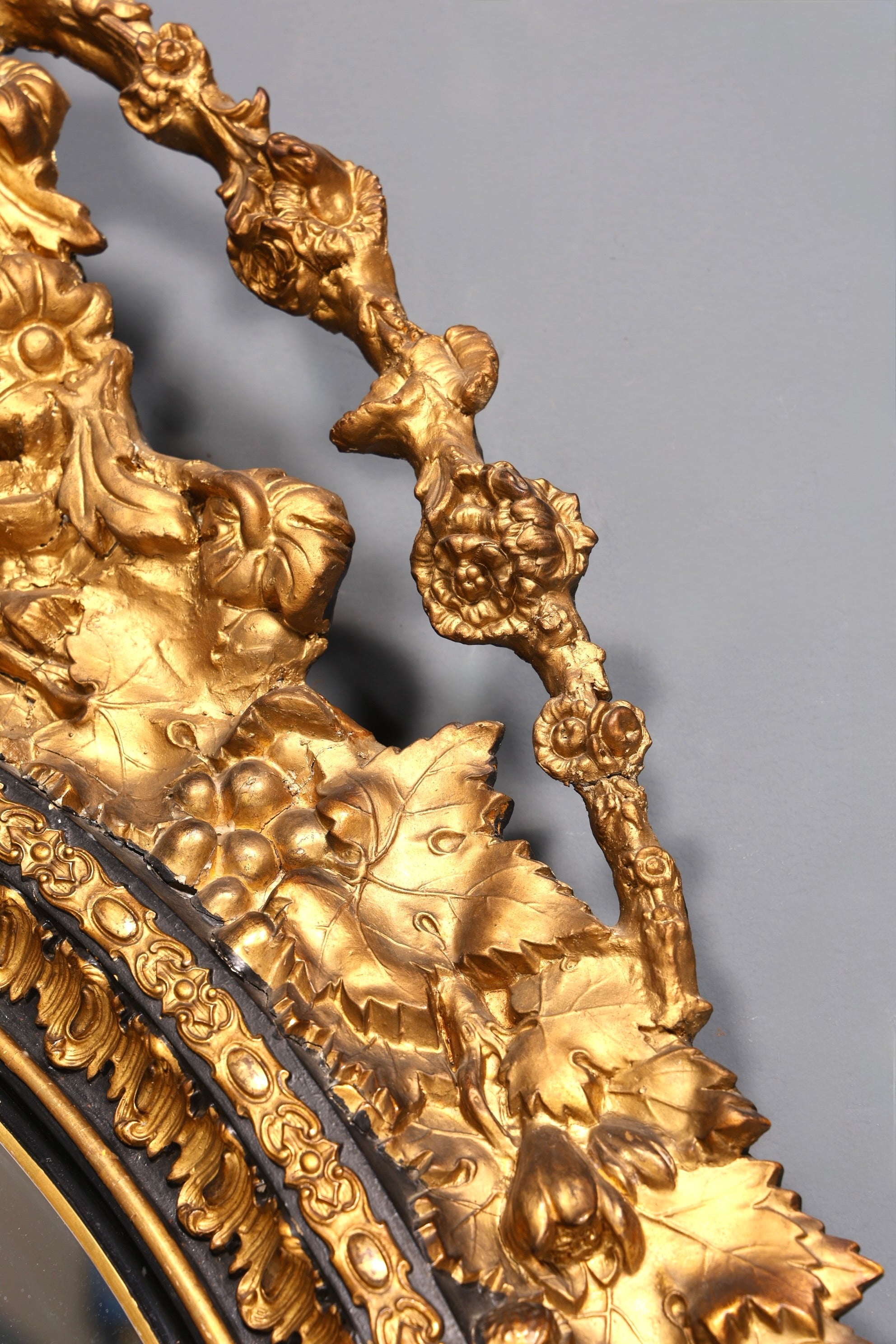 Beautiful original Baroque wall mirror, antique style mirror, hallway mirror with ornaments, decorative mirror circa 1860