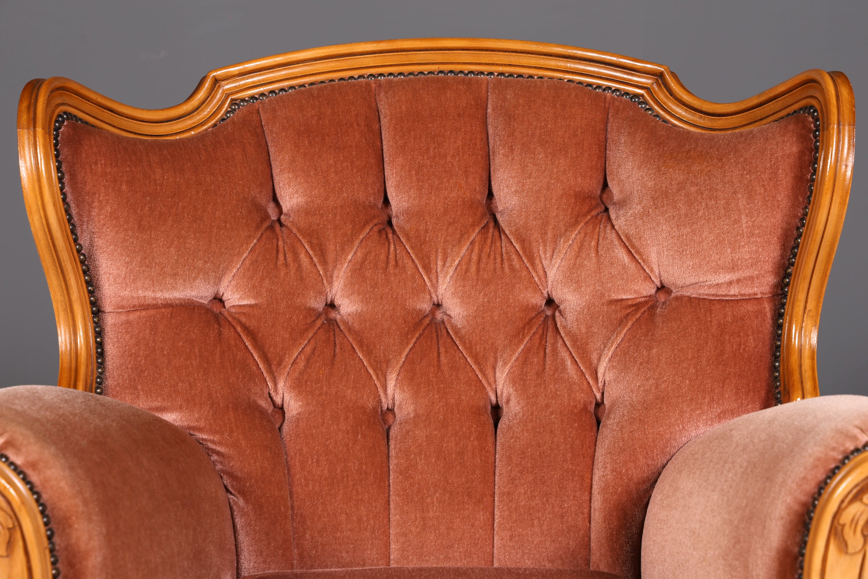 Edler Chippendale Armlehnsessel Barock Stil Samt Stoff Sessel Armchair Rococo Antik 3 von 4