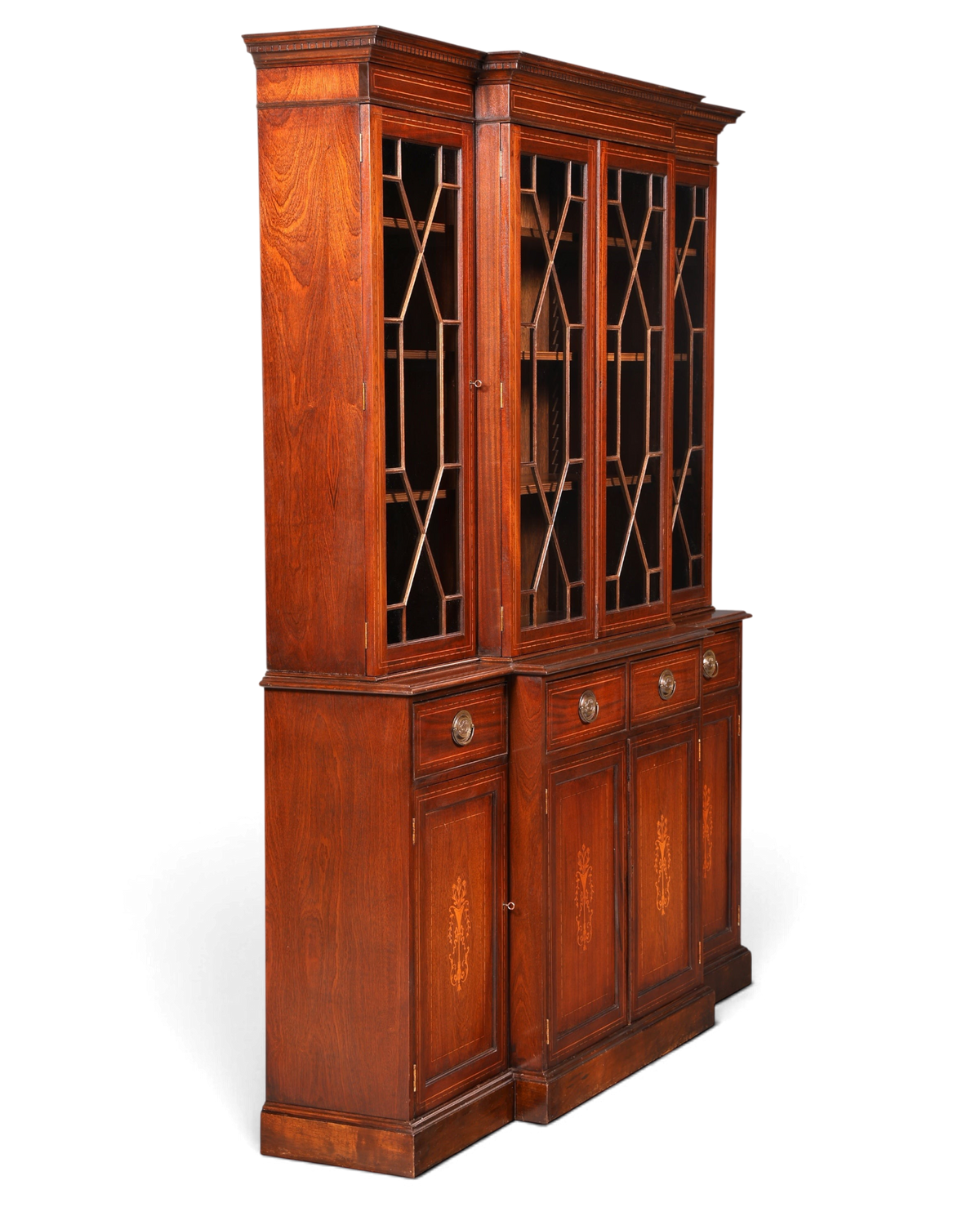 Hauptstadt Möblerei englische Mahagoni Vitrine mit Sprossentüren und Unterschrank im antiken Stil