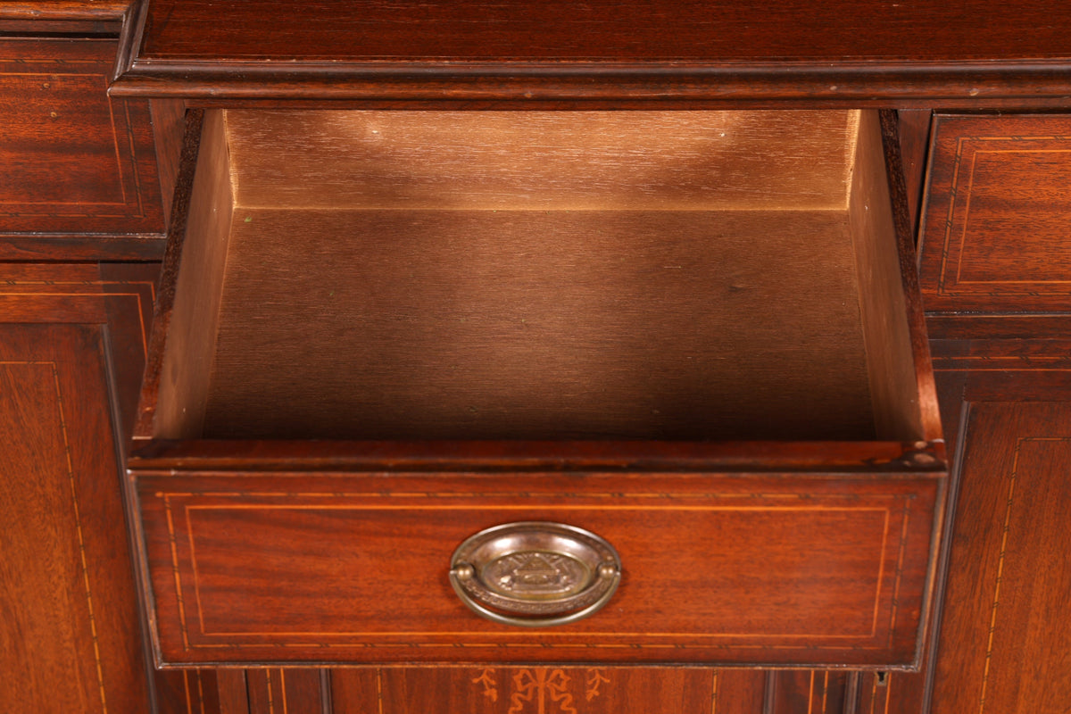 Beeindruckende Englische Vitrine Mahagoni Bibliothek Bücherschrank Glasvitrine Buffet Schrank Antik Vintage