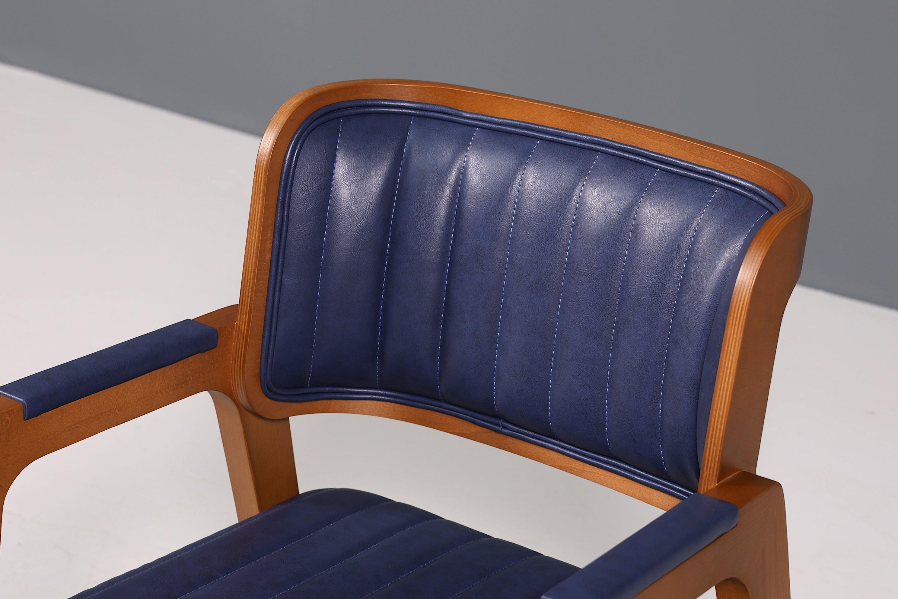 Edler Armlehnstuhl "Lima" Esszimmerstuhl mit Korbgeflecht in blau Polsterstuhl Armlehnstuhl Sekretär Stuhl