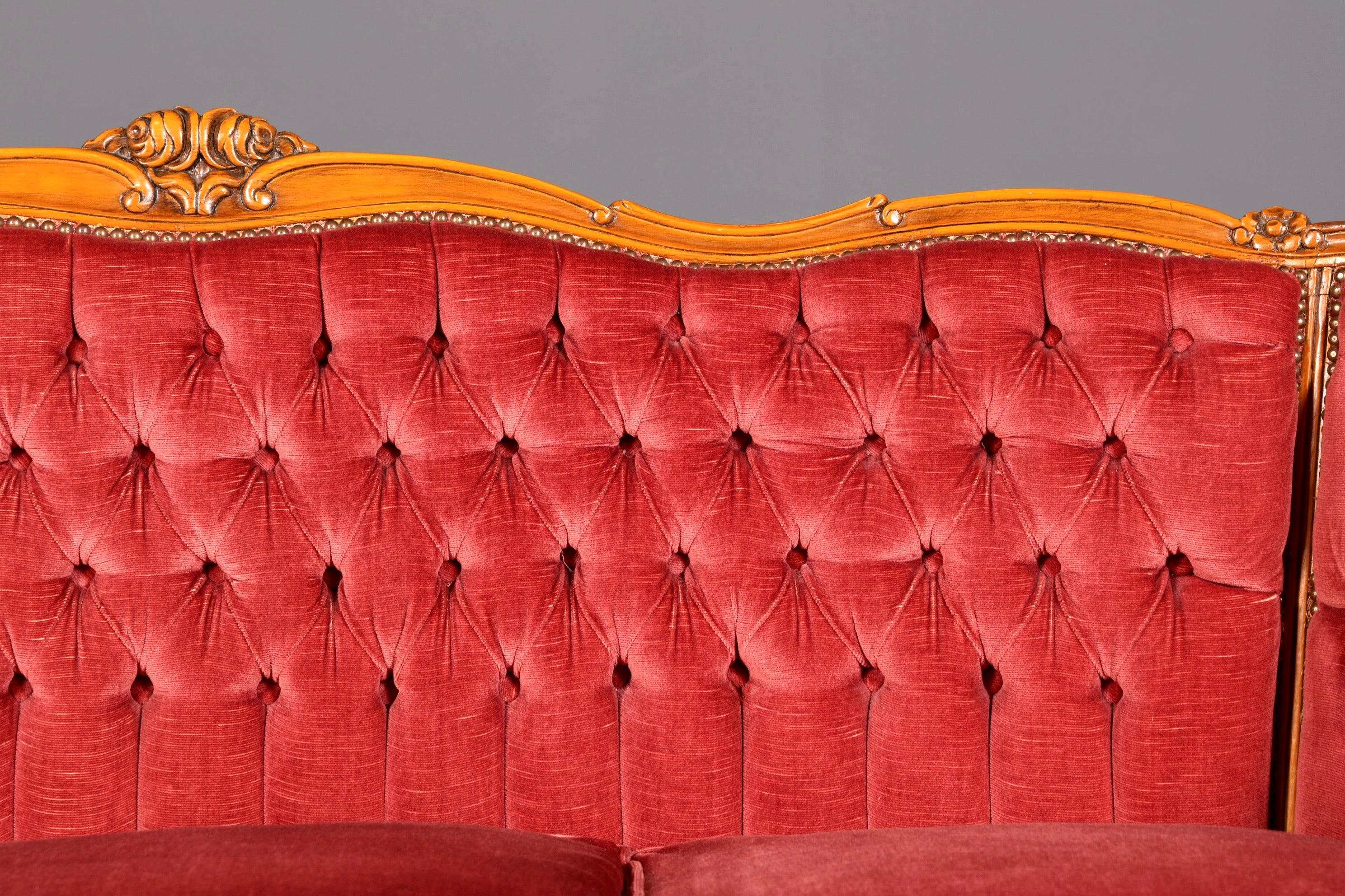 G064 Finish cm Wunderschönes Chippendale Sofa Barock Stil Couch Samt Stoff 3 Sitzer