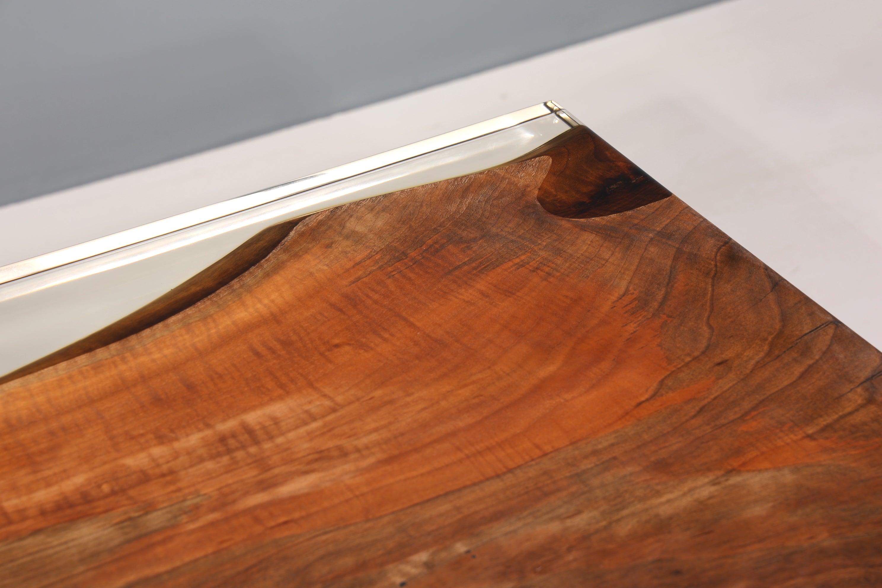 Beeindruckender Epoxidharz Tisch 160-90cm Nussbaum Esszimmer Tisch massiv Holz Epoxy Küchentisch