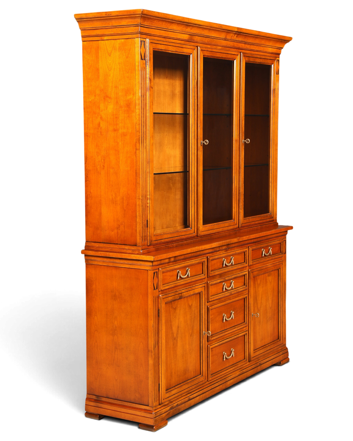 Hauptstadt Möblerei Selva Vitrine Villa Borghese aus massivem Holz im Antik Stil mit Glasfront und Innenbeleuchtung