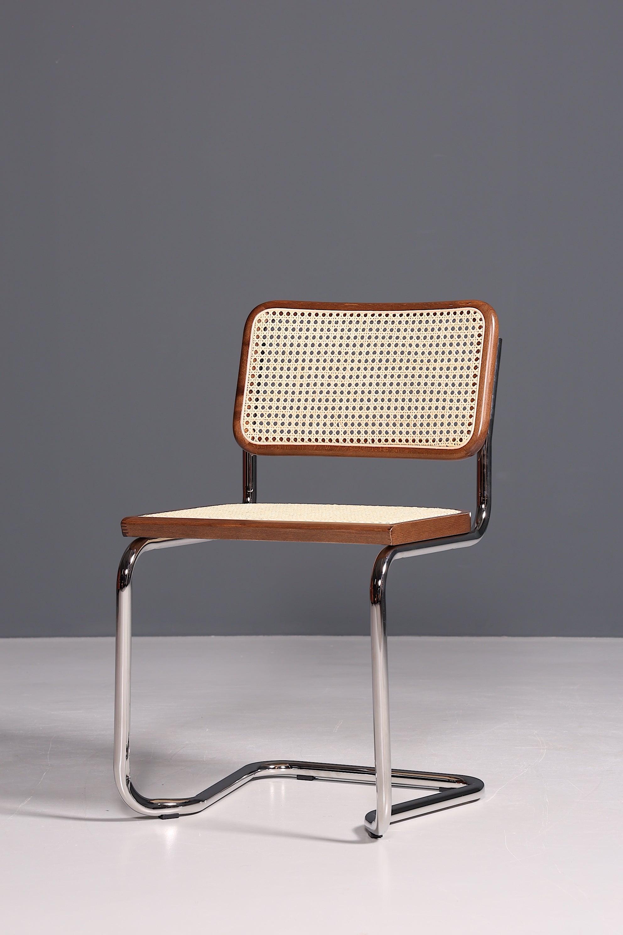 Korbgeflecht Freischwinger Stuhl "Milano" Made in Italy Braun Küchenstuhl Wippstuhl Wiener Geflecht