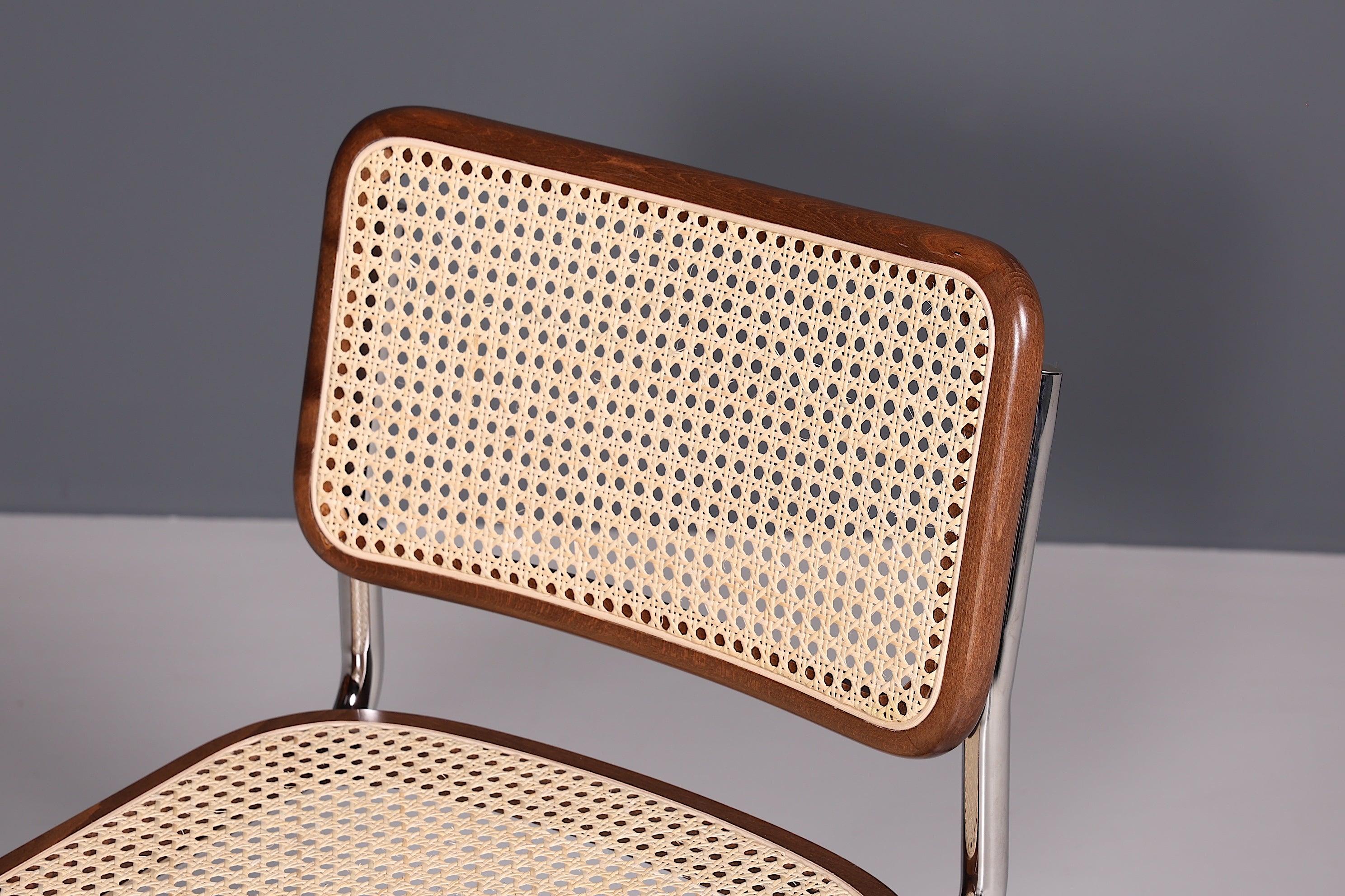 Korbgeflecht Freischwinger Stuhl "Milano" Made in Italy Braun Küchenstuhl Wippstuhl Wiener Geflecht