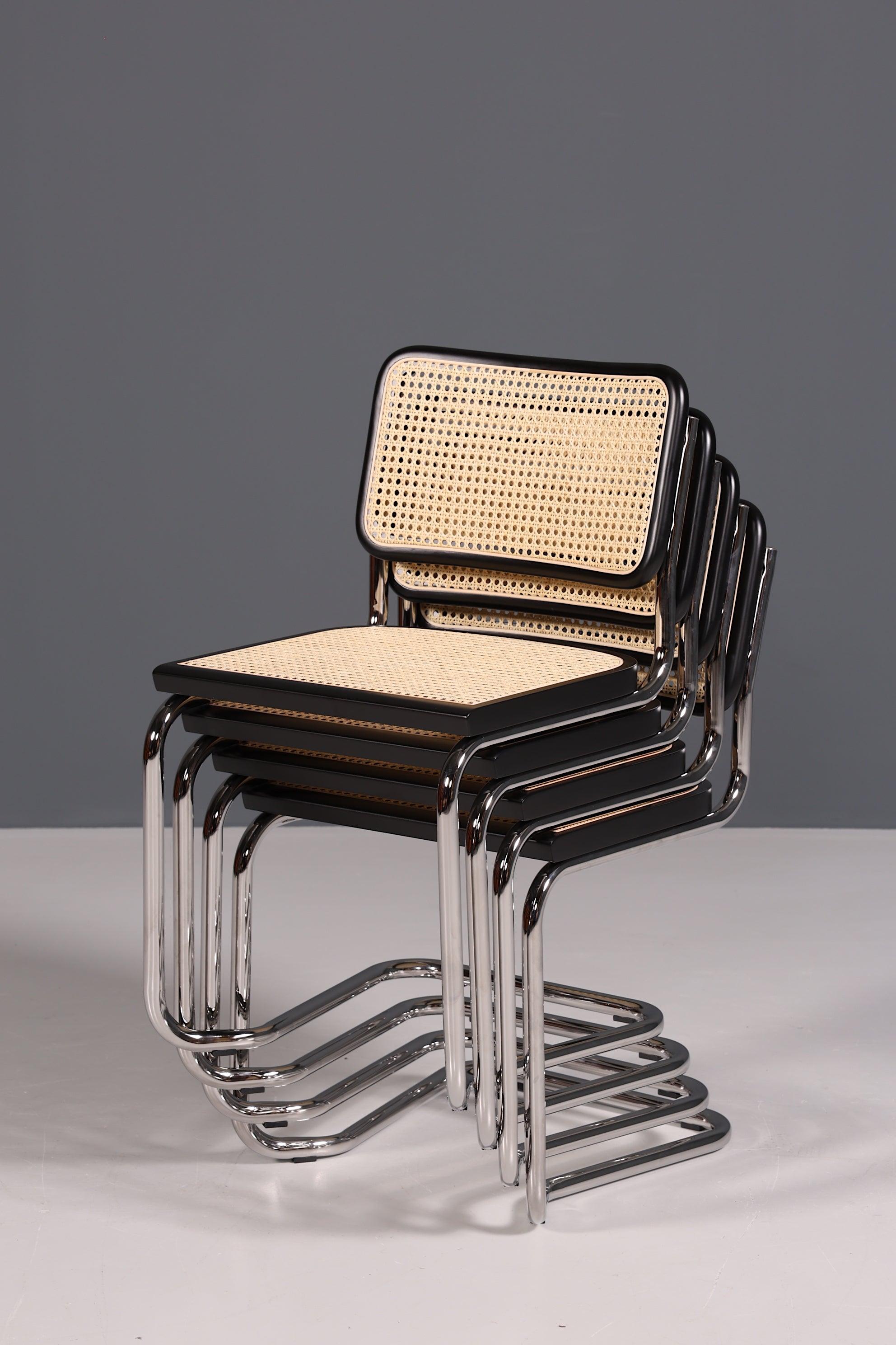 Korbgeflecht Freischwinger Stuhl "Milano" Made in Italy Schwarz Wippstuhl Esszimmer Stuhl Küchenstuhl