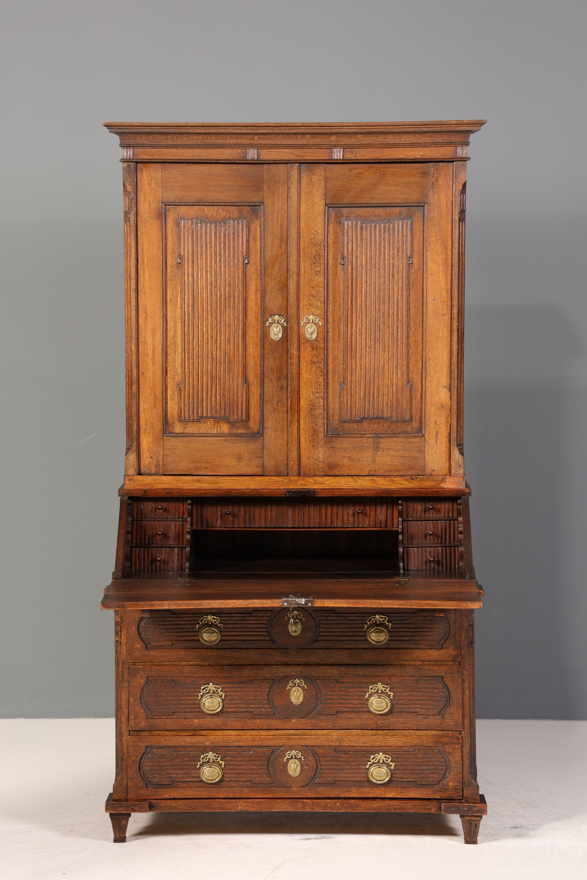 Beeindruckender Biedermeier Sekretär Louis Seize Aufsatzsekretär um 1810 Schreibkommode Büroschrank Kommode