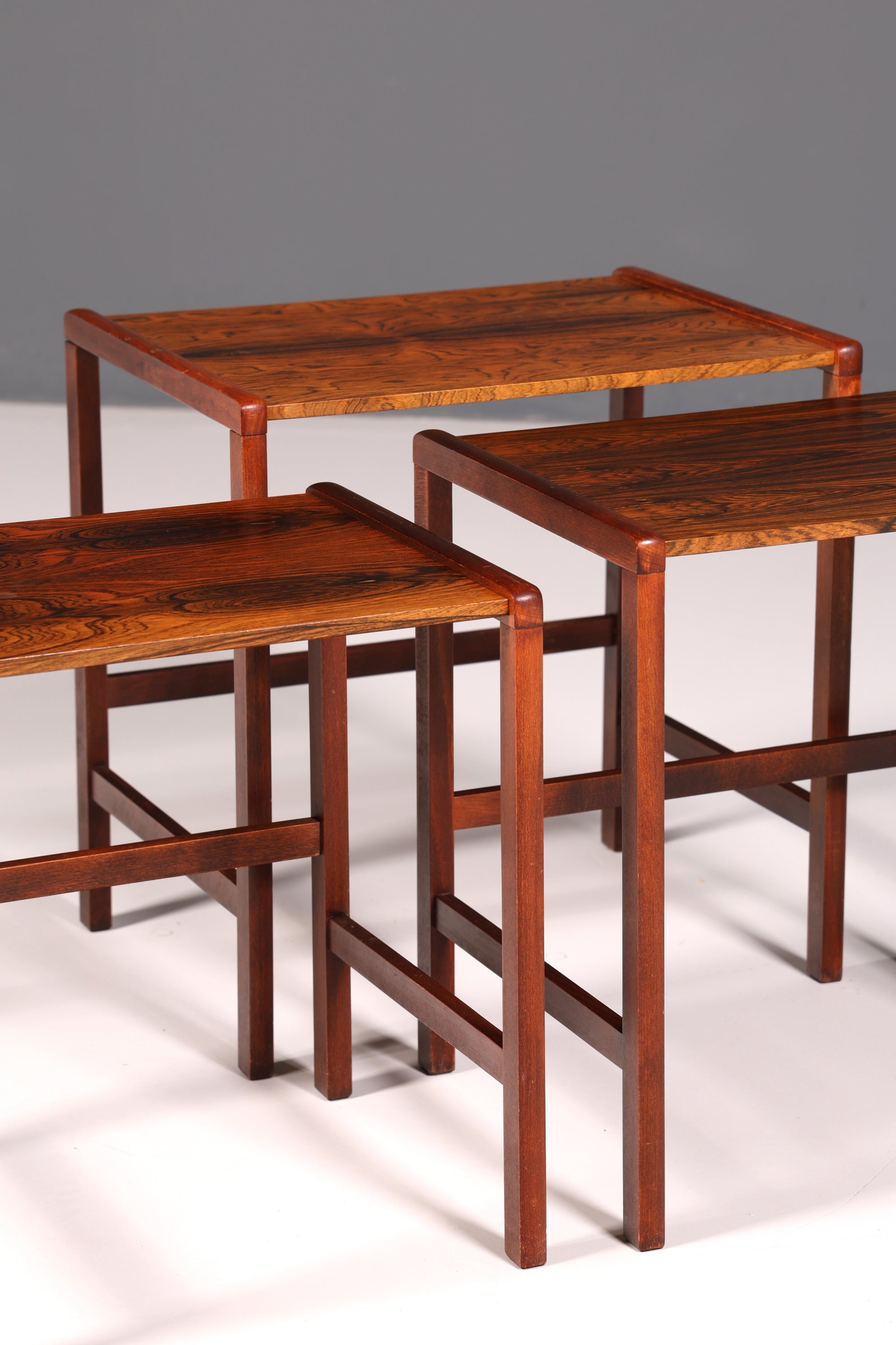 Filigranes Mid-Century Table Set, Rosewood Coffee Table, Set of 3, Side Table, Nesting Tables, Vintage
