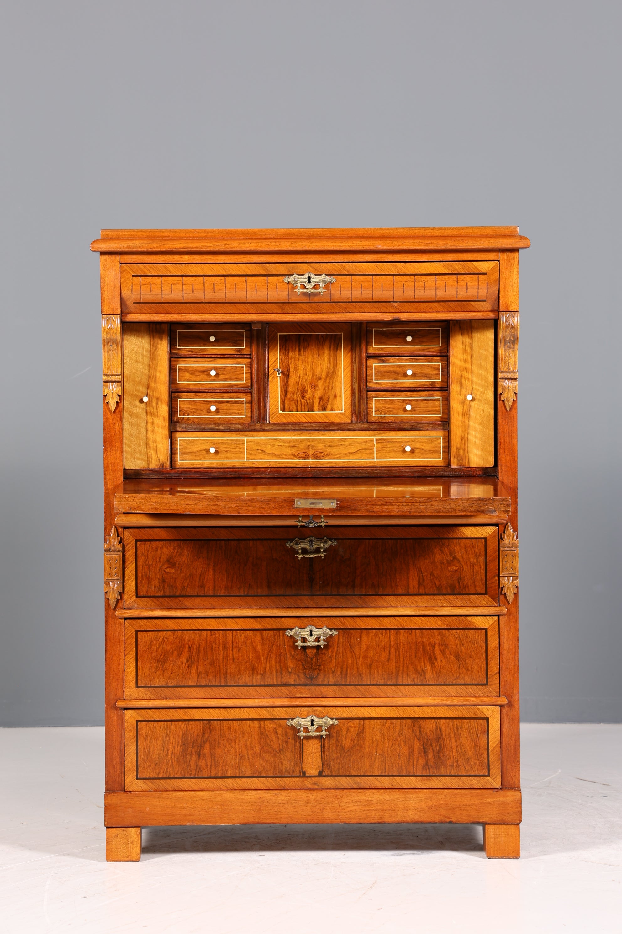 Edler Gründerzeit Sekretär Vertiko Highboard Louis Philippe Kommode Sekretär Schrank um 1880