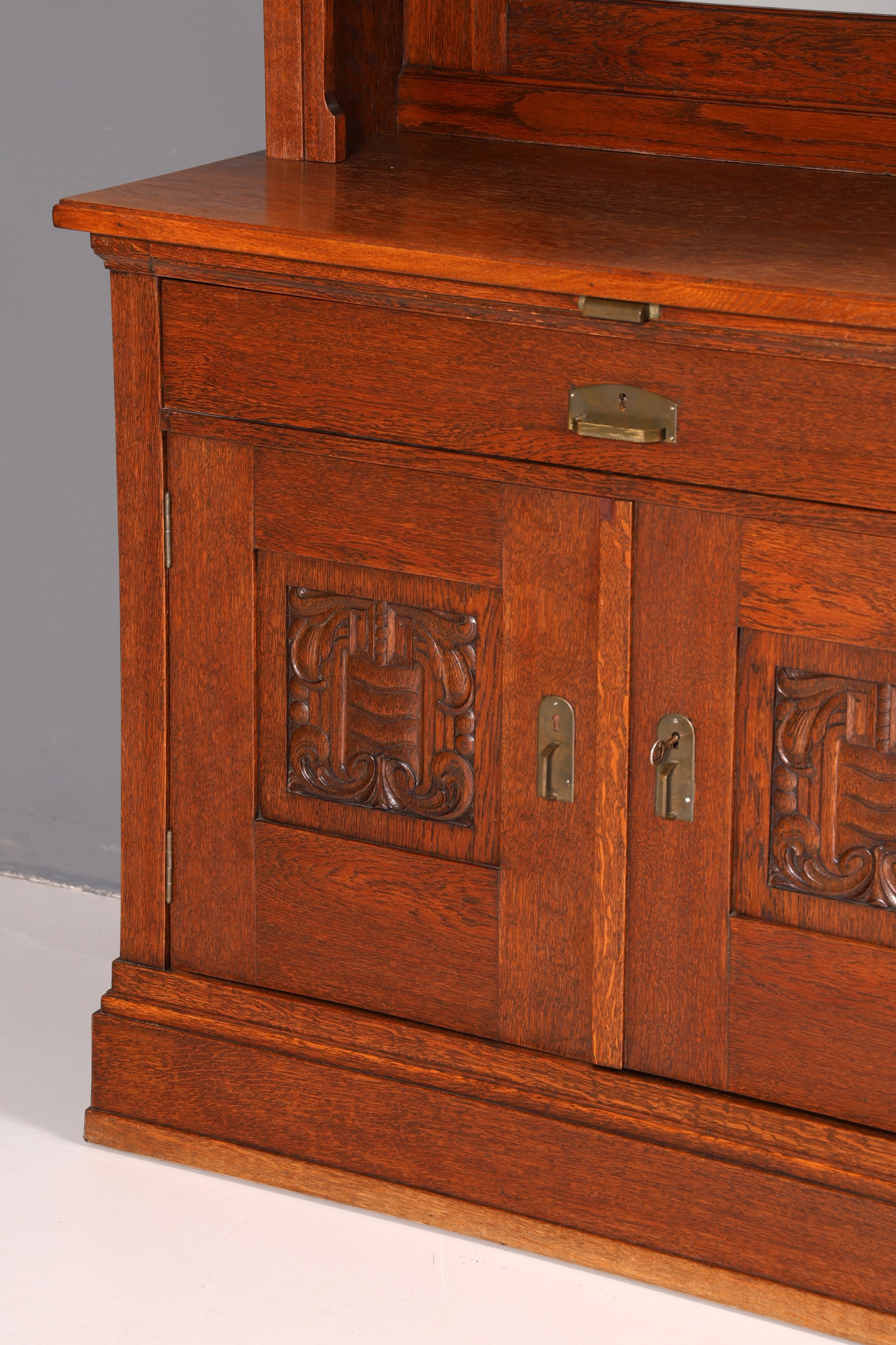 Wunderschöner Jugendstil Schrank Antik Buffet Eiche Anrichte Buffetschrank Vitrine Vintage
