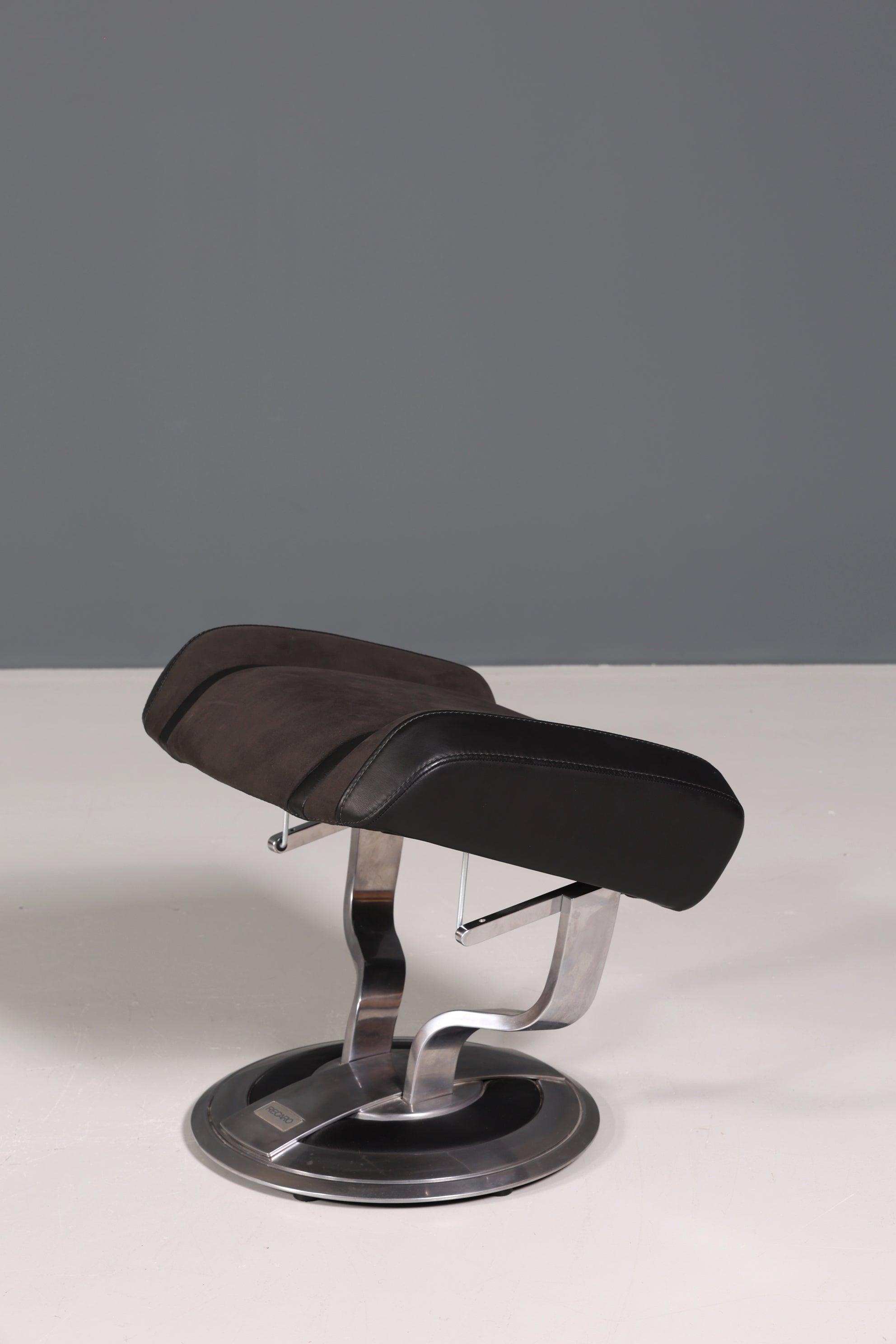 Edler Designer Sessel mit Hocker "Recaro" echt Leder Relax Armlehnsessel Fussablage