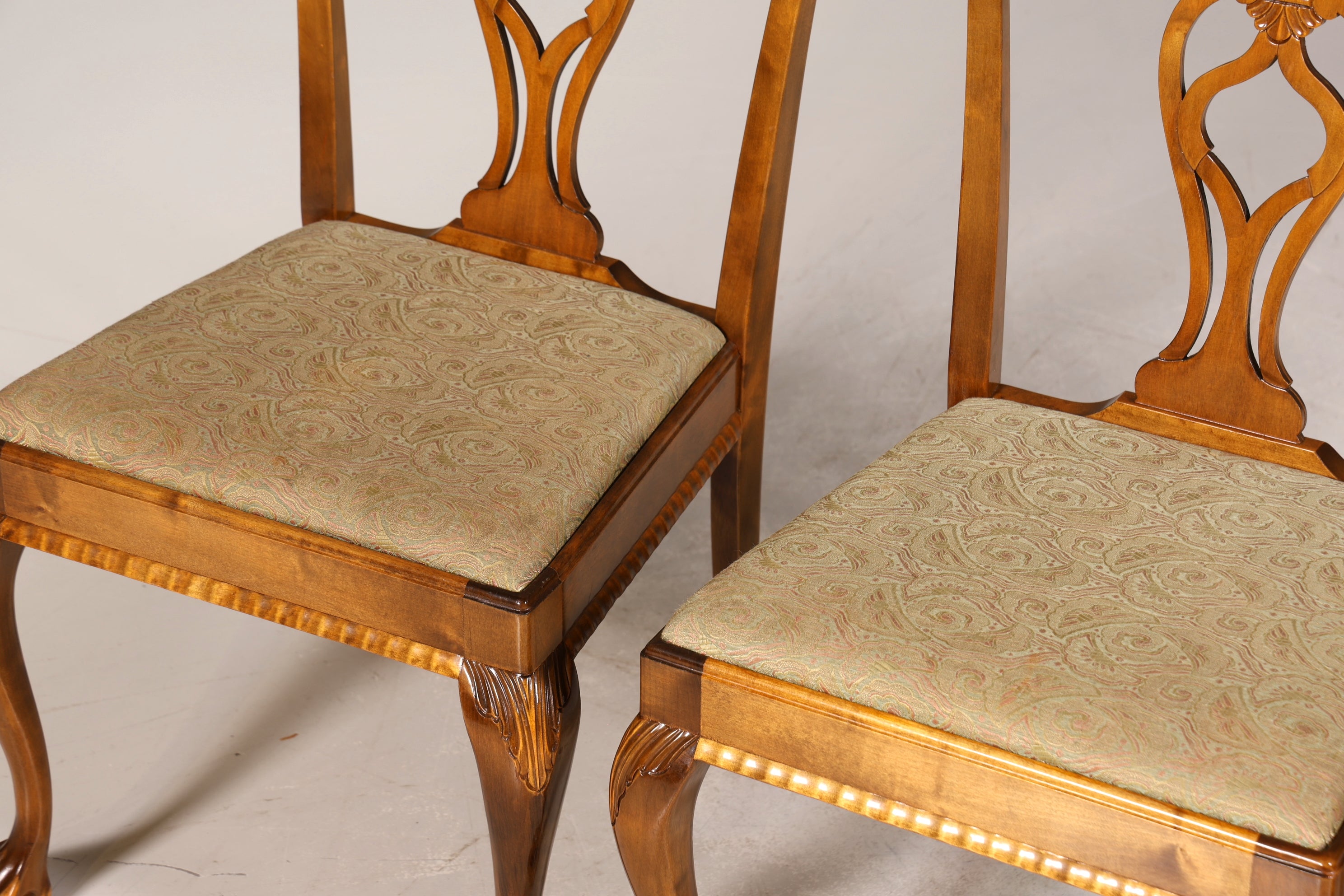 4x Wunderschöne Chippendale Stühle Barock Stil Stuhlset Polsterstuhl Set Englisch Küchenstühle Esszimmer Stühle