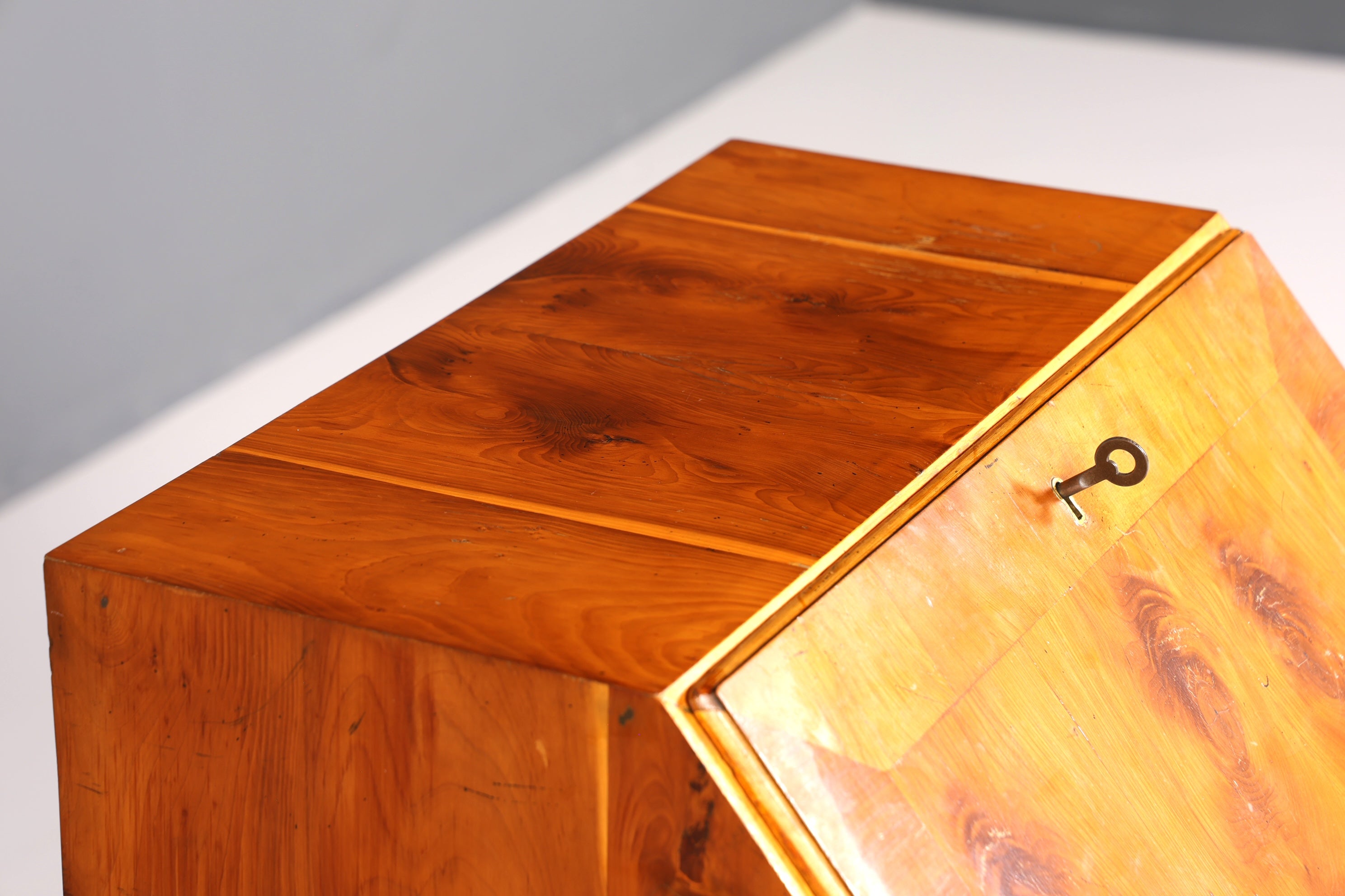 Schlichter Englischer Sekretär Englisch Schreibtisch Desk Bürotisch echt Lederauflage 60s Office Table