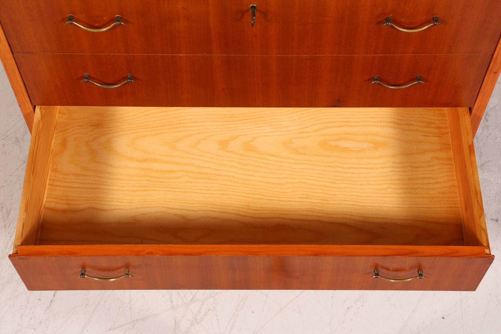 Schlichter Mid Century Rollladen Sekretär echt Holz Büro Schrank Vintage Schreibkommode